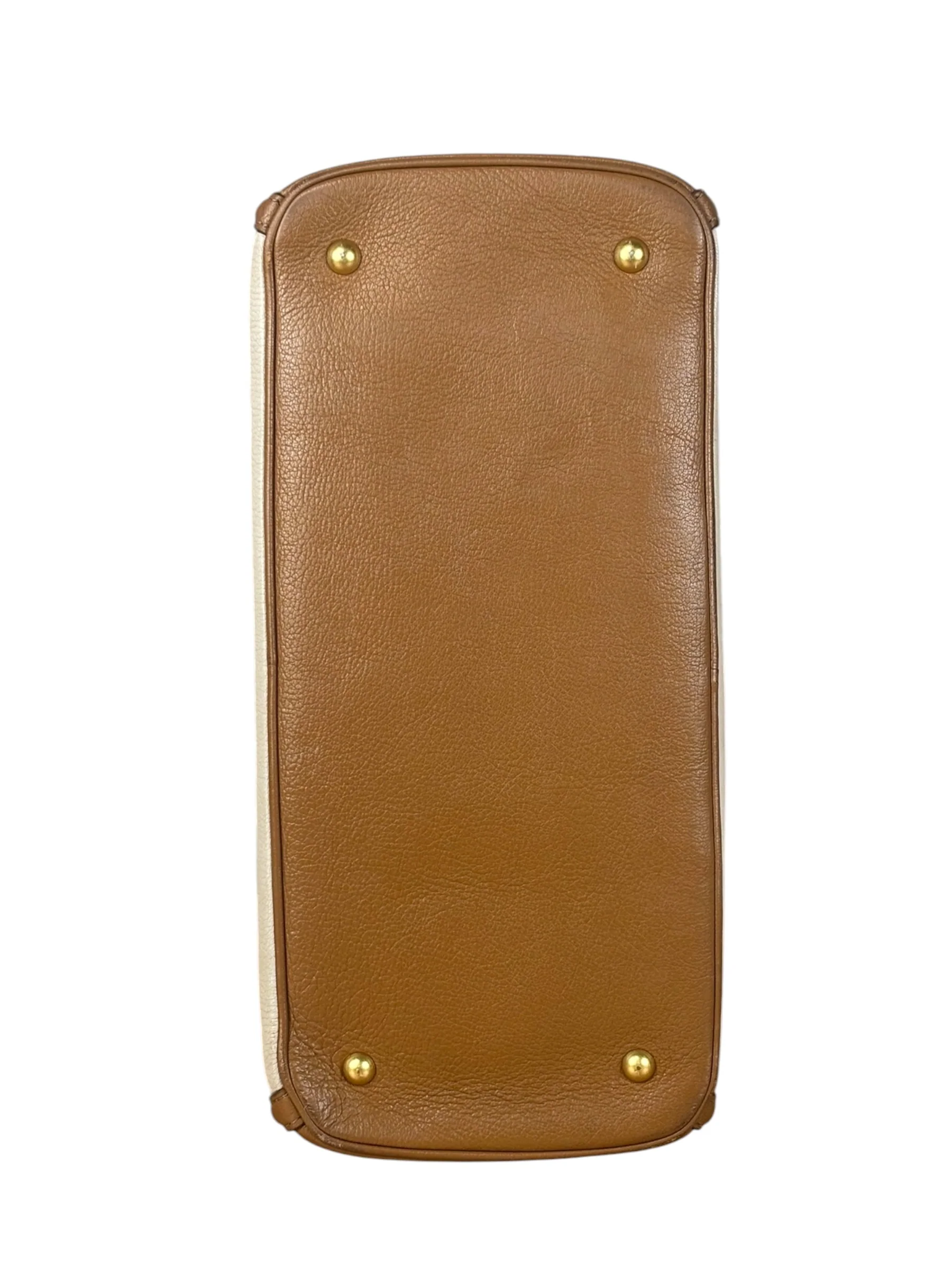 Miu Miu Beige/Brown Bicolor Leather Madras Handbag - Image 7