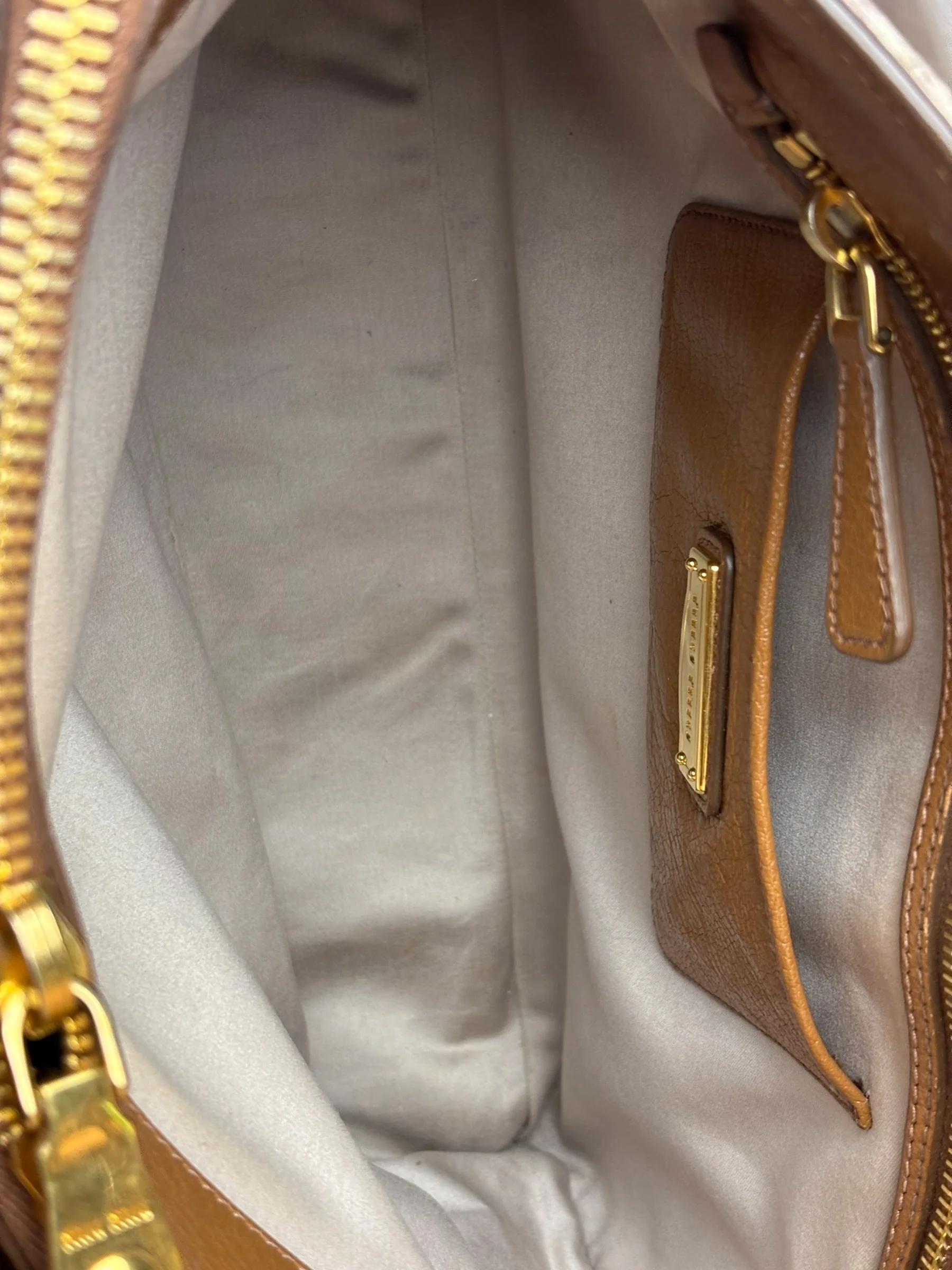 Miu Miu Beige/Brown Bicolor Leather Madras Handbag - Image 8