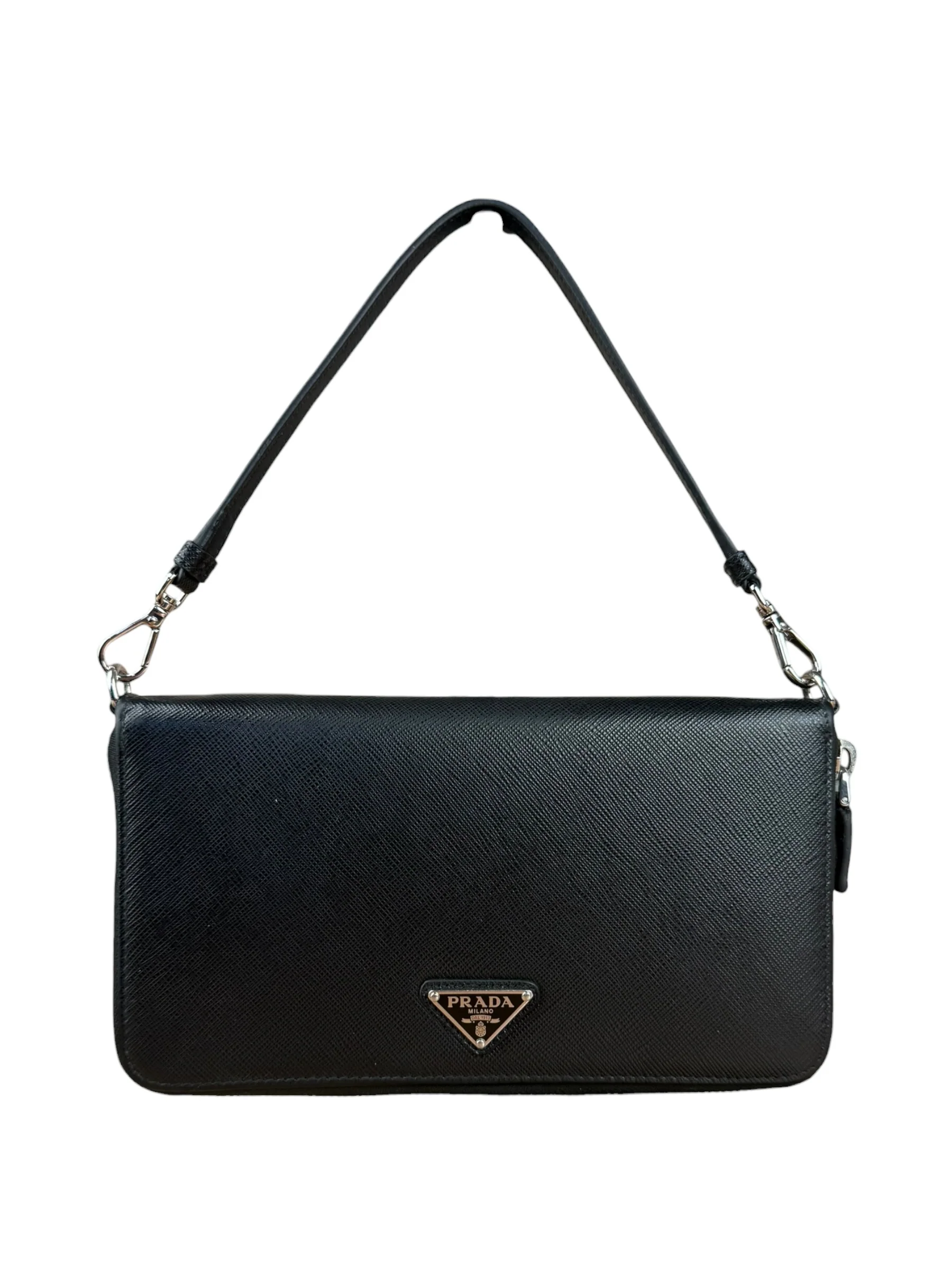 Prada Black Saffiano Leather Pochette