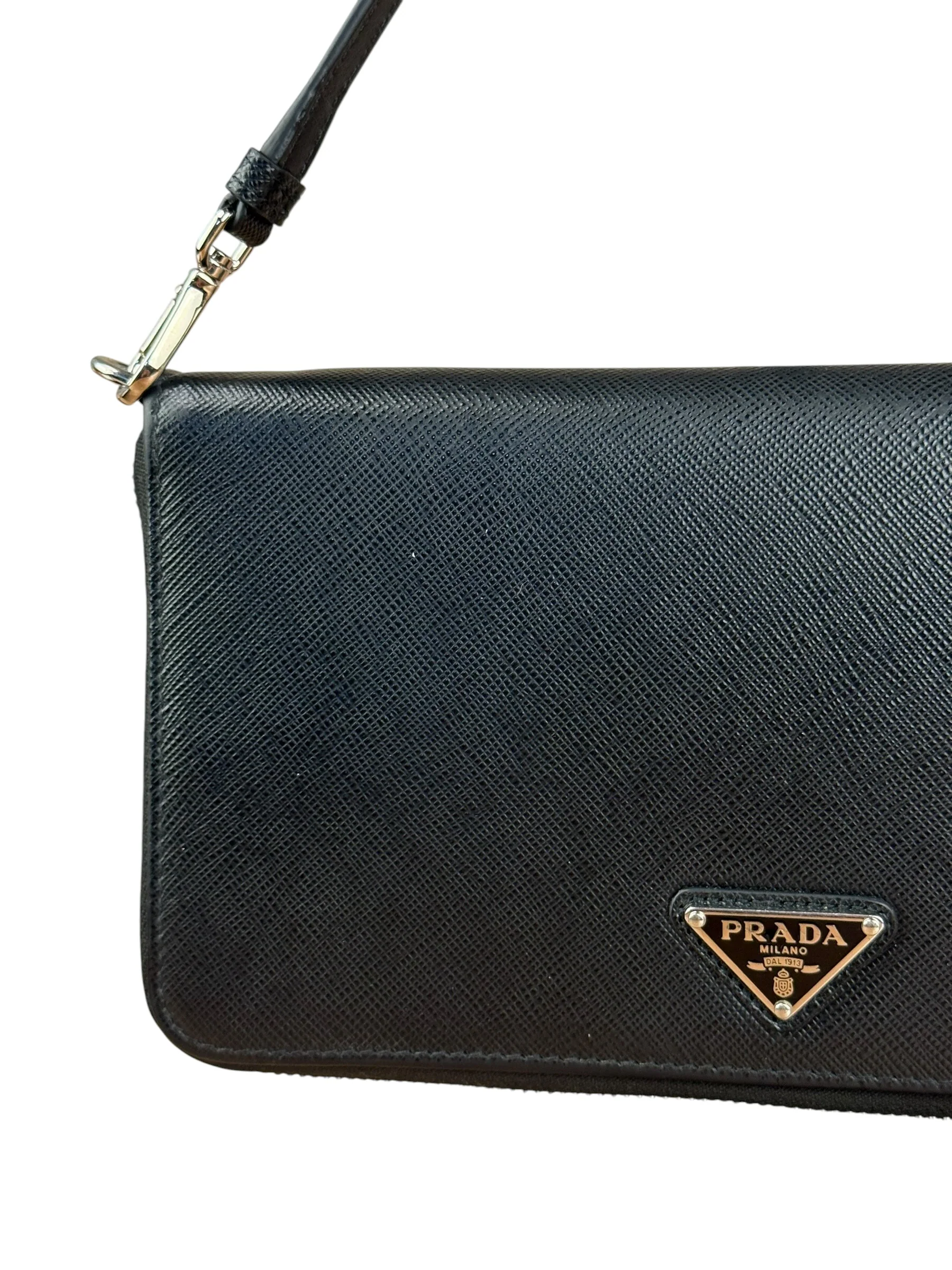 Prada Black Saffiano Leather Pochette - Image 4