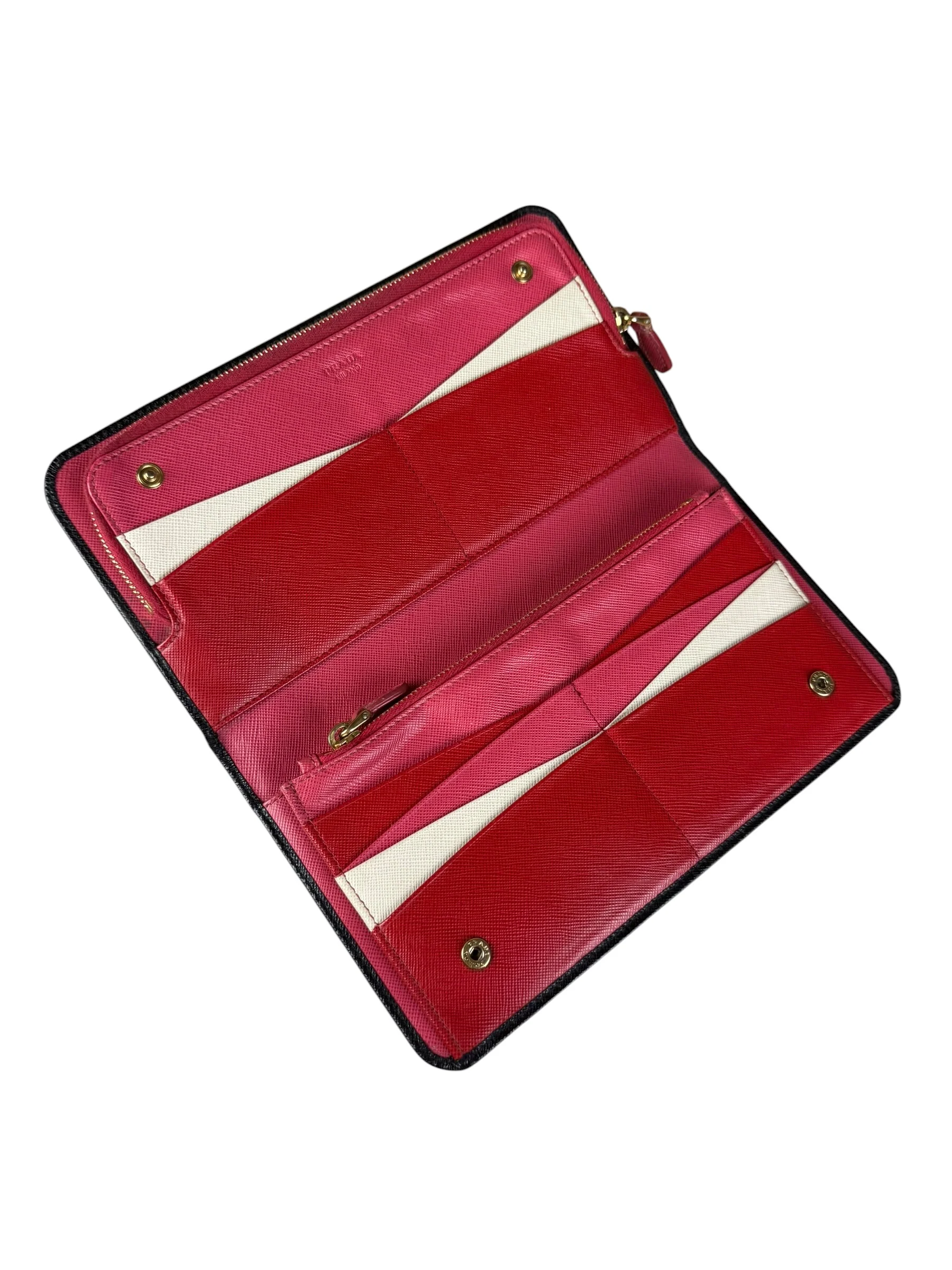 Prada Saffiano Leather Snap Long Wallet Black - Image 15
