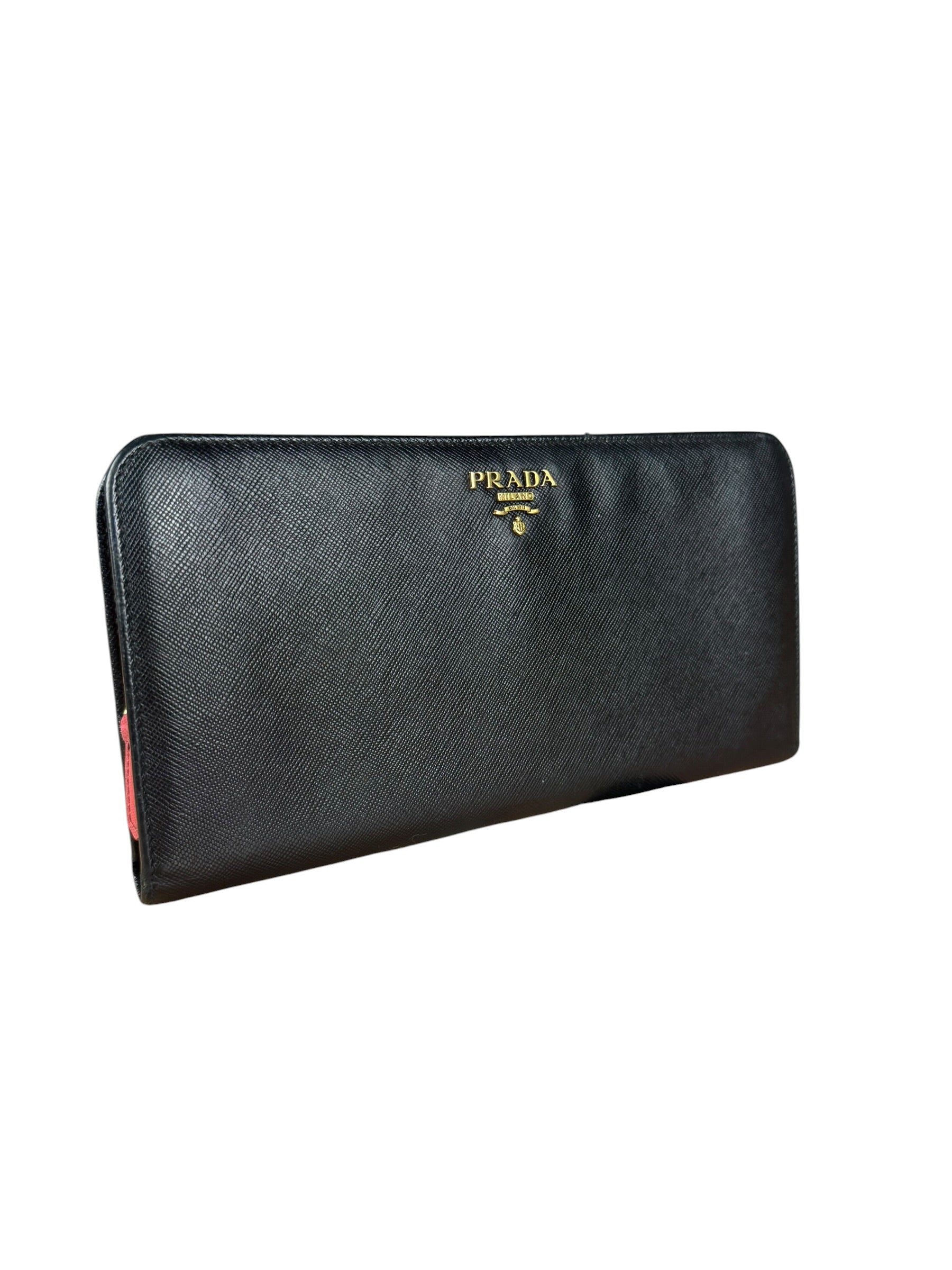 Prada Saffiano Leather Snap Long Wallet Black - Image 7