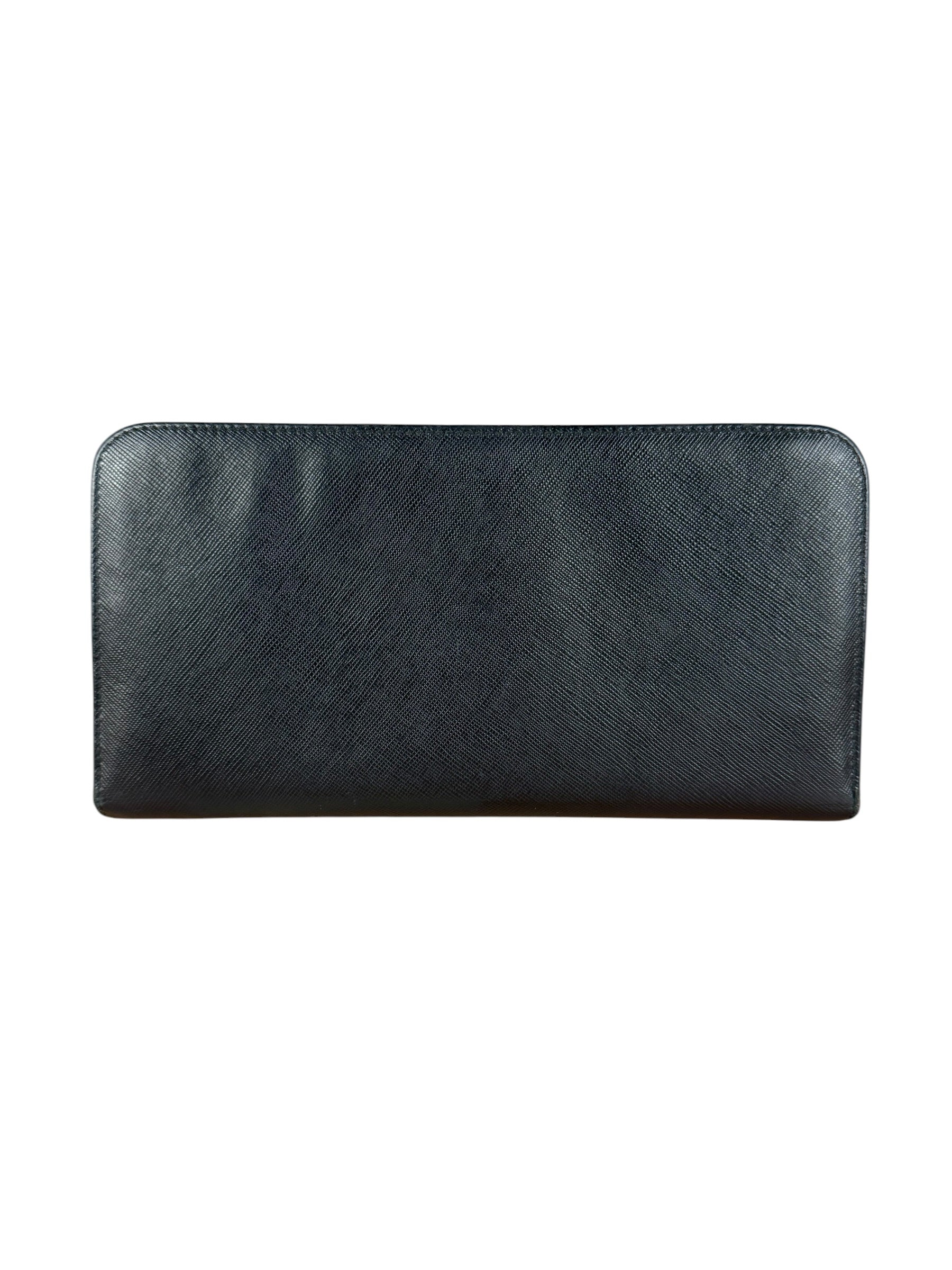 Prada Saffiano Leather Snap Long Wallet Black - Image 9