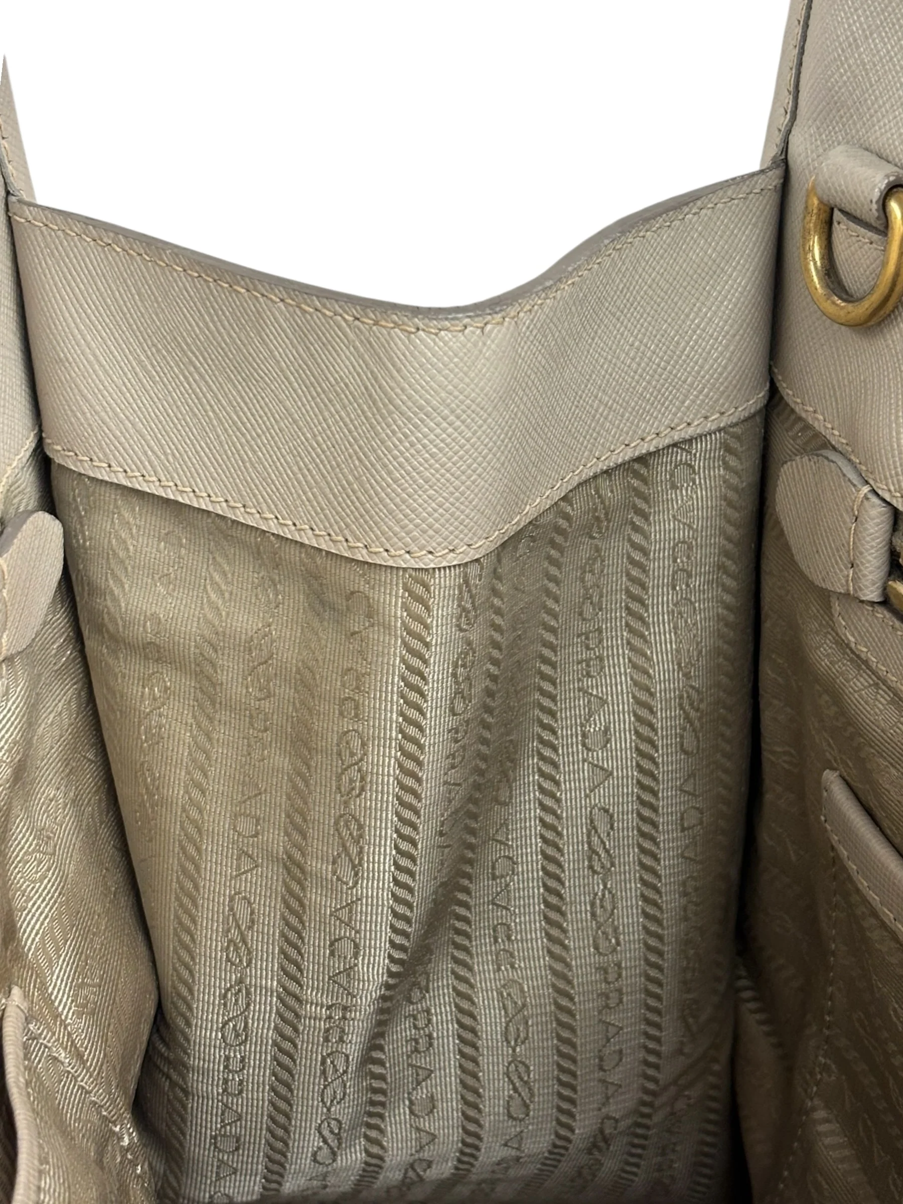 Prada Saffiano Lux Leather Grey 2Way Shopping Bag - Image 14