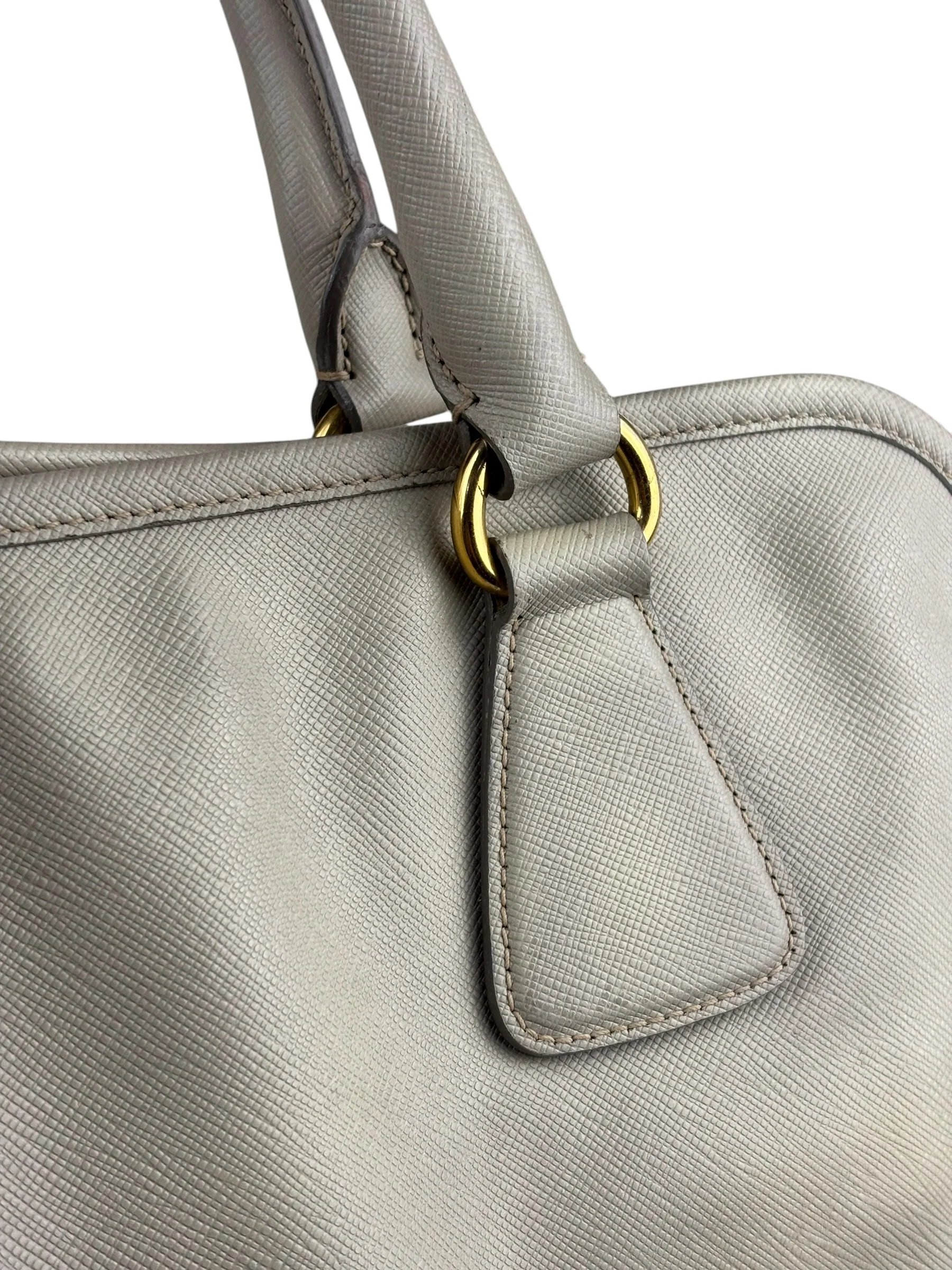 Prada Saffiano Lux Leather Grey 2Way Shopping Bag - Image 16