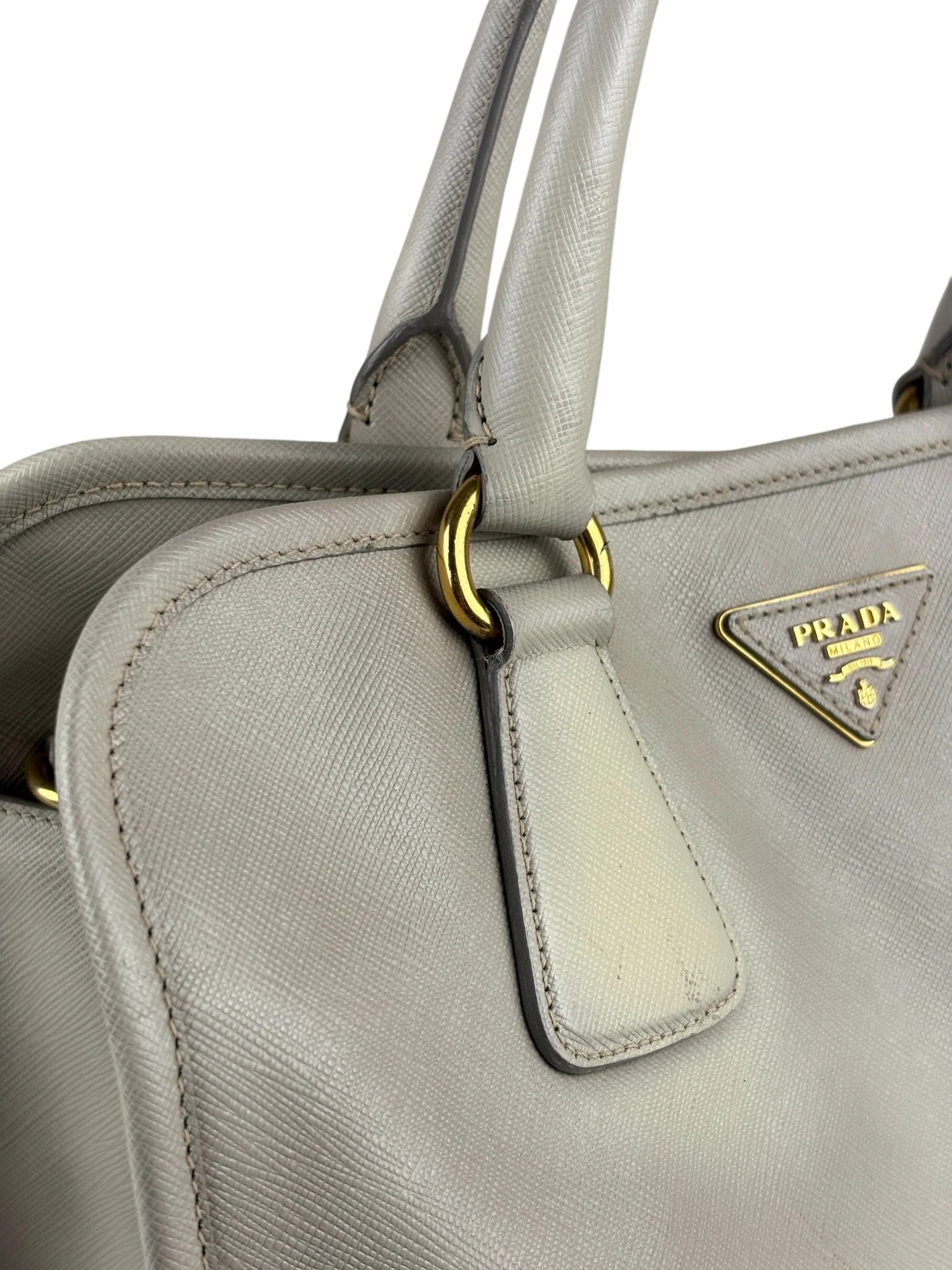 Prada Saffiano Lux Leather Grey 2Way Shopping Bag - Image 17