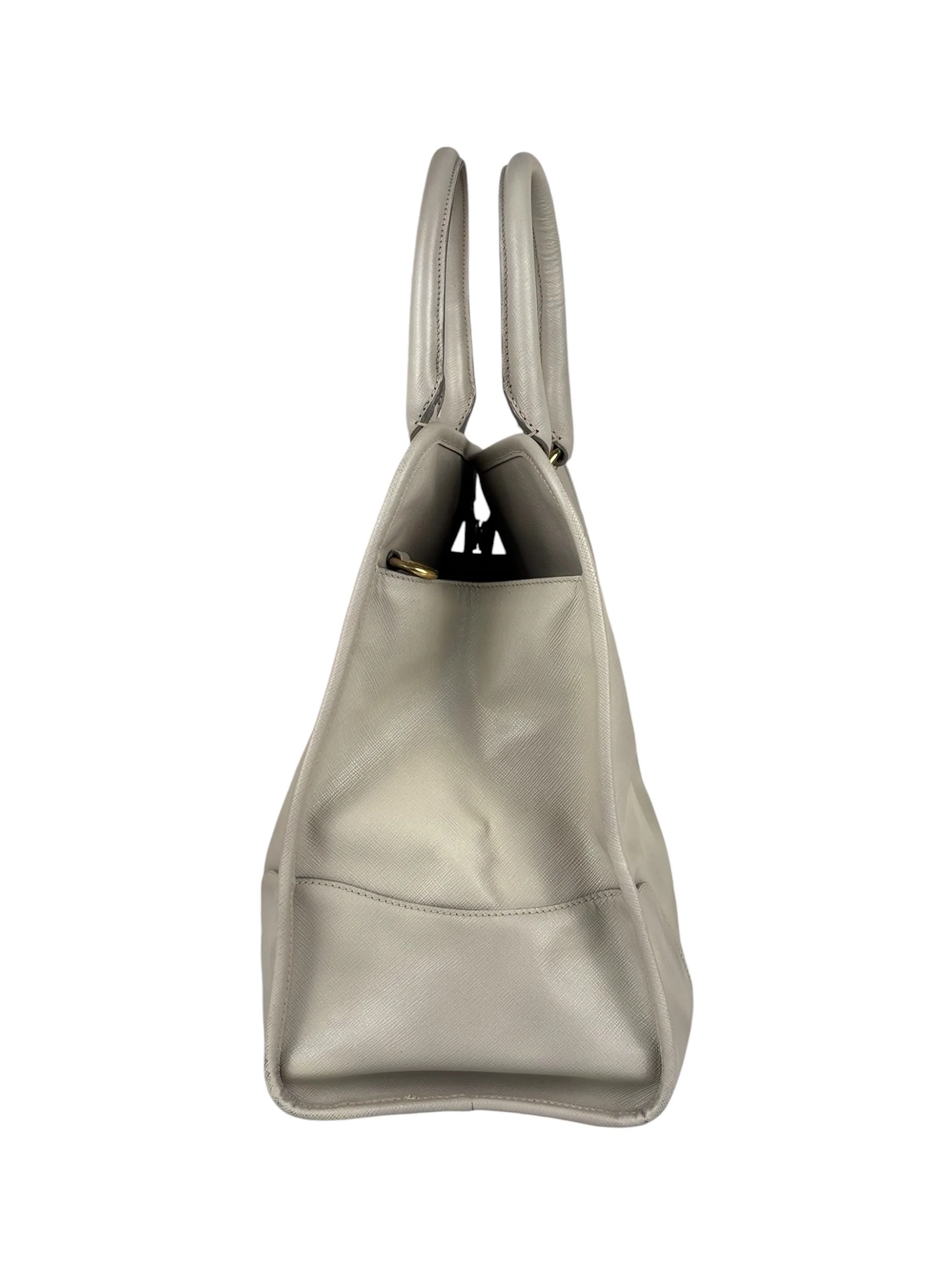 Prada Saffiano Lux Leather Grey 2Way Shopping Bag - Image 3