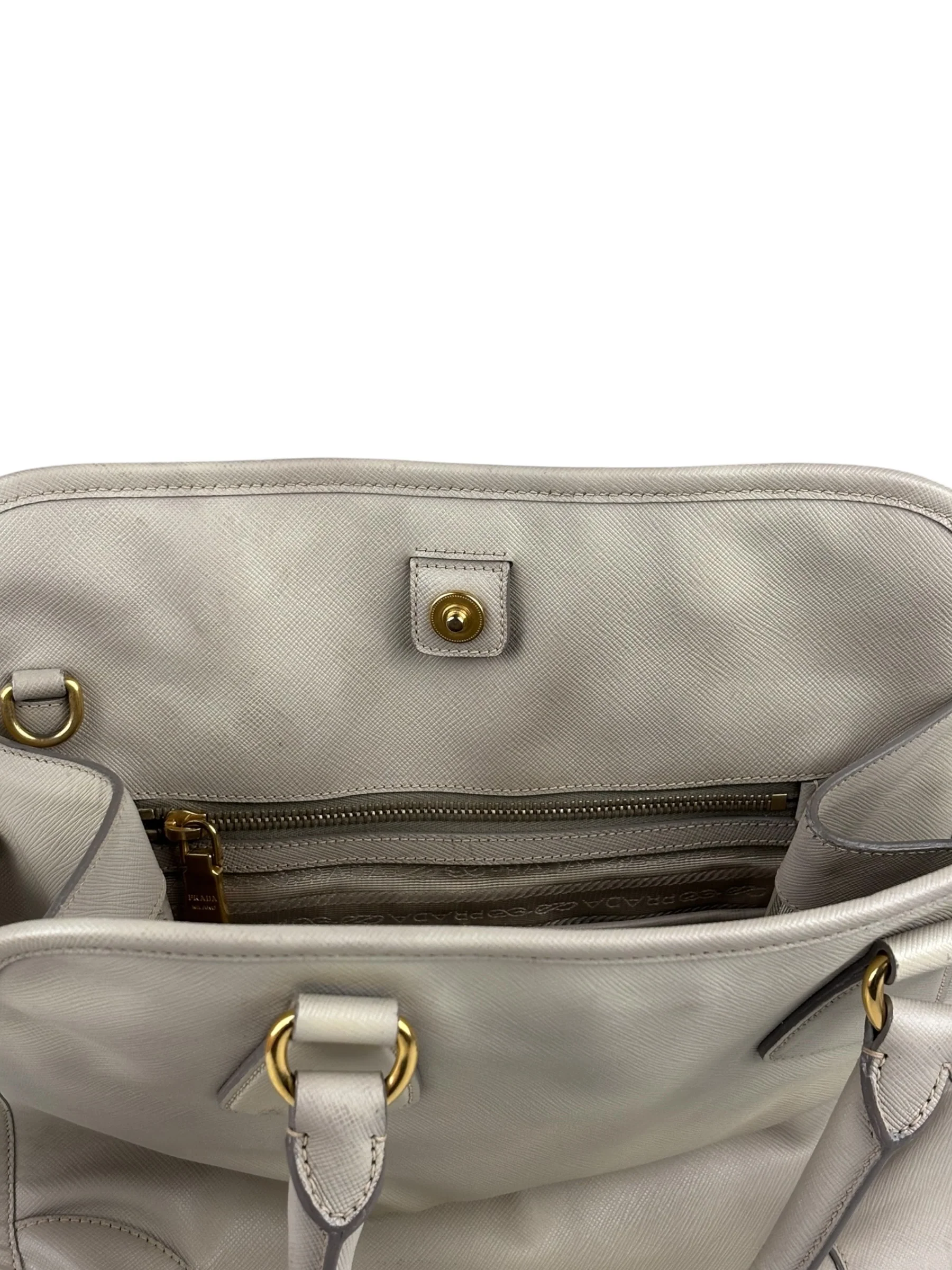 Prada Saffiano Lux Leather Grey 2Way Shopping Bag - Image 8