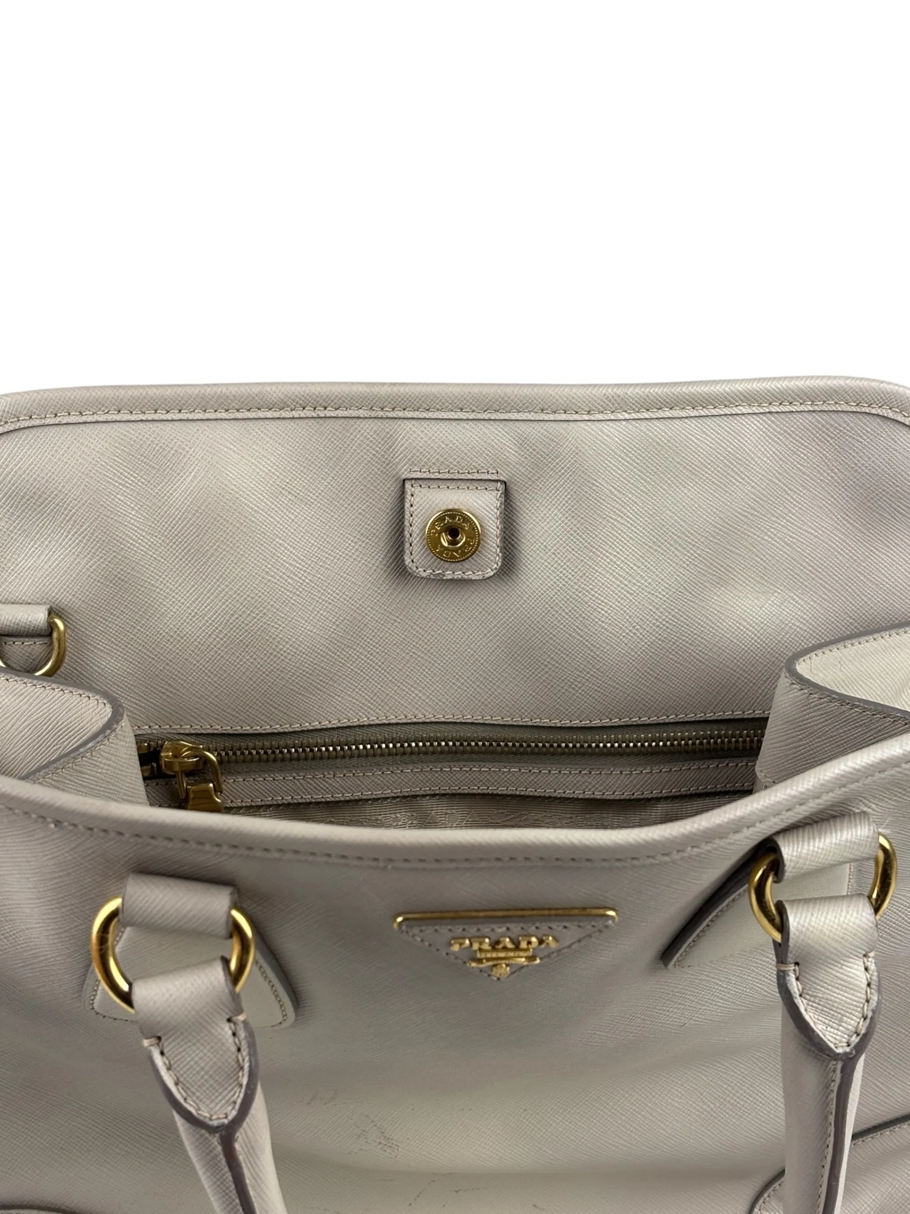 Prada Saffiano Lux Leather Grey 2Way Shopping Bag - Image 9