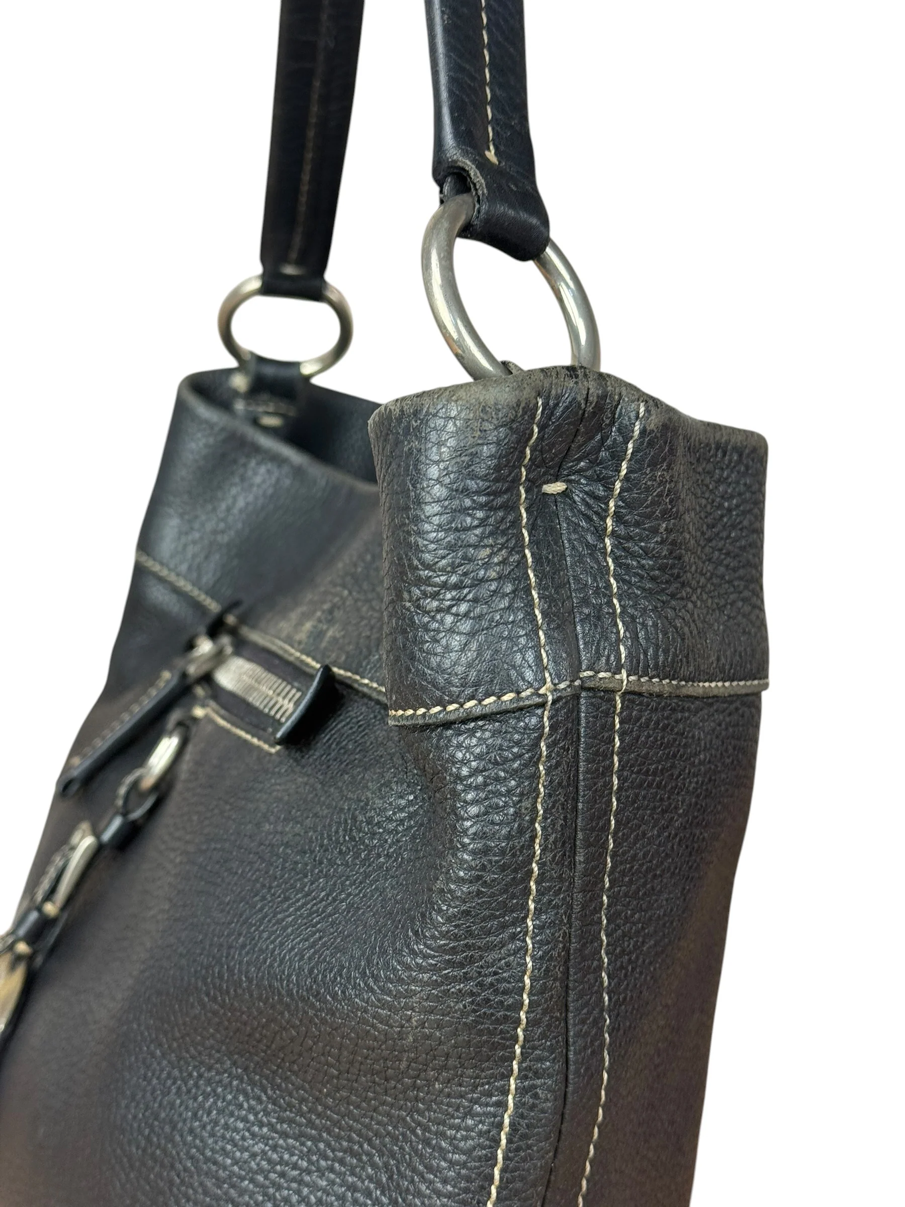 Prada Vintage Black Pebbled Leather Hobo Bag - Image 10