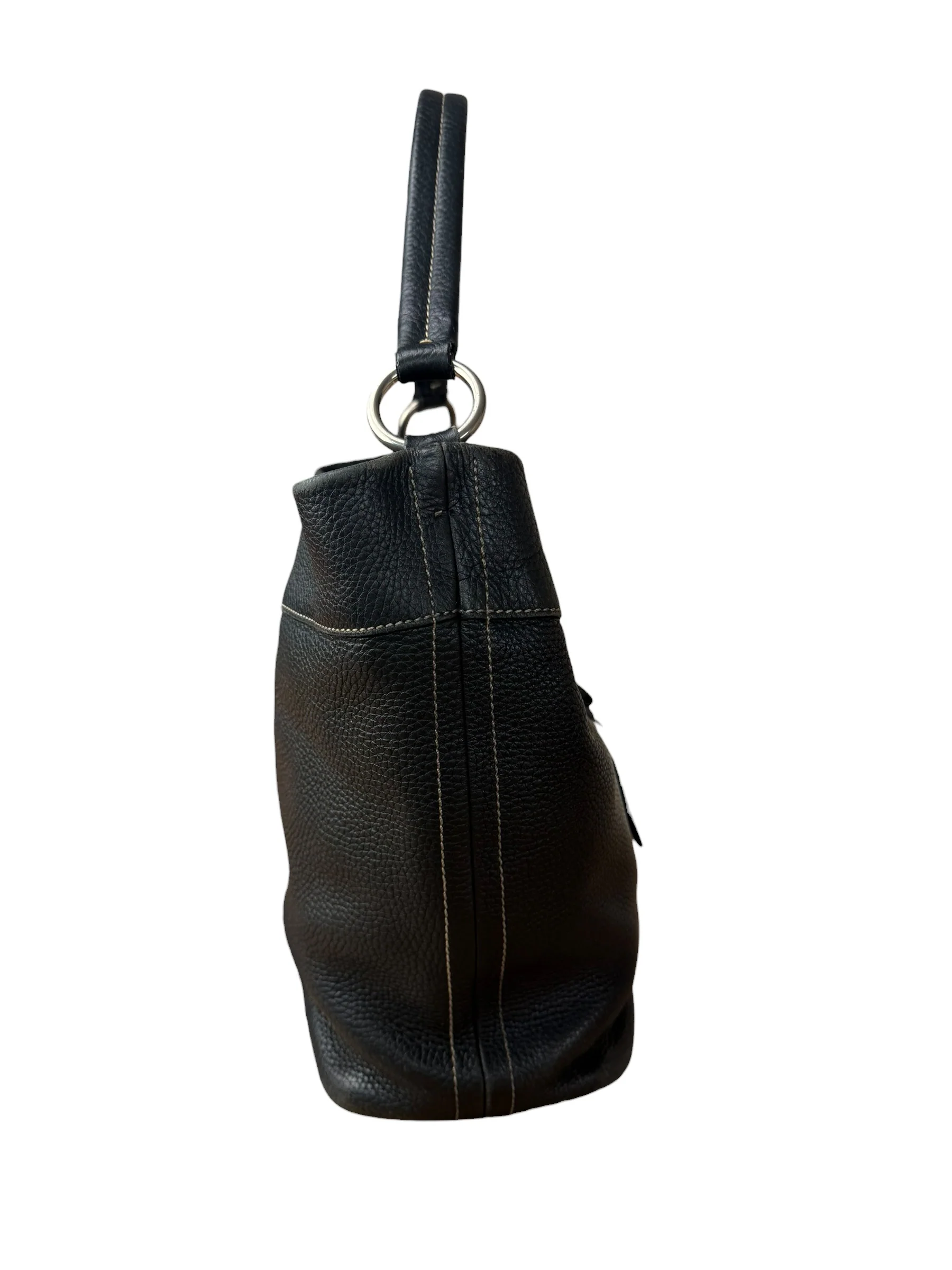 Prada Vintage Black Pebbled Leather Hobo Bag - Image 11