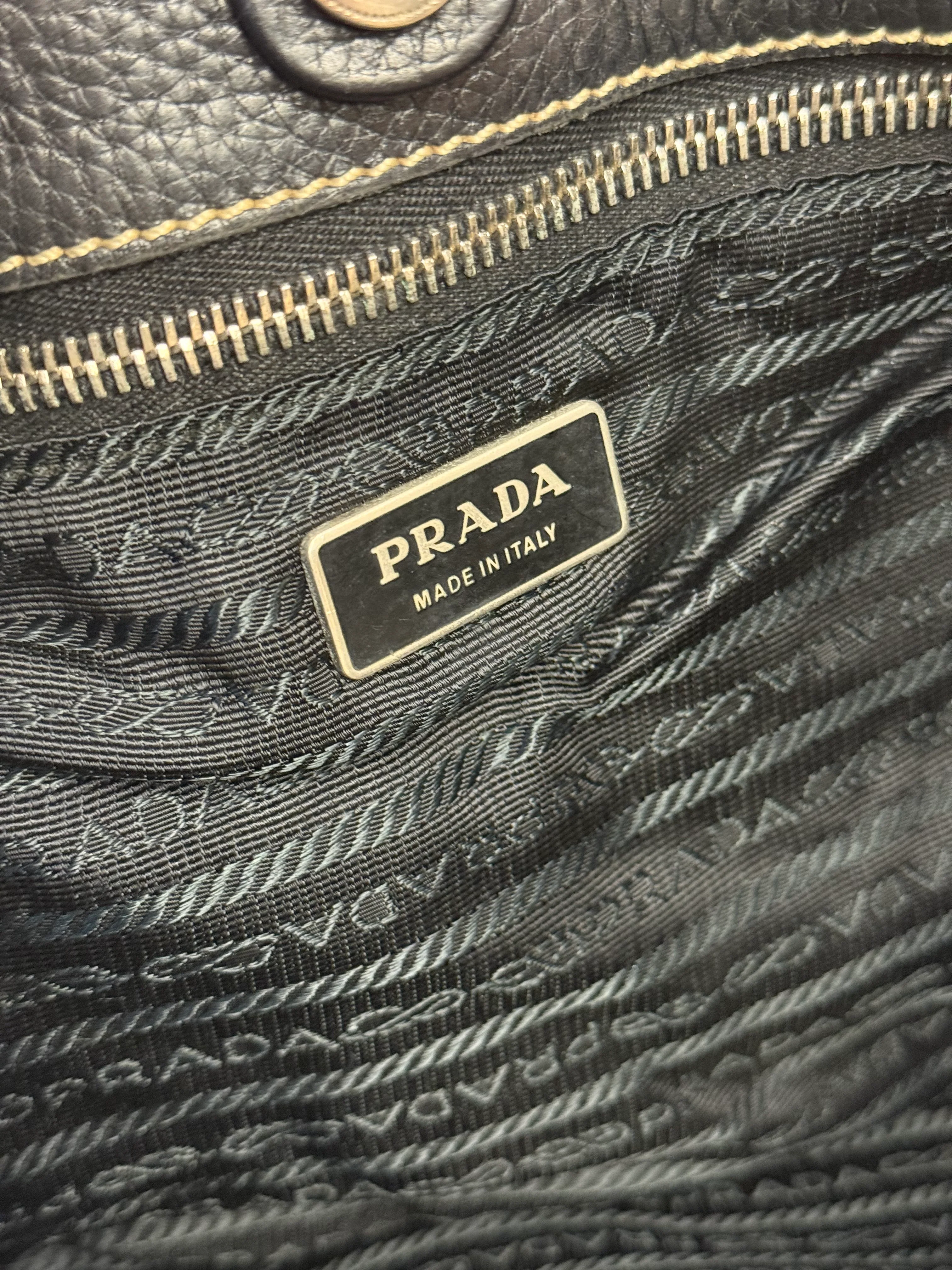 Prada Vintage Black Pebbled Leather Hobo Bag - Image 28
