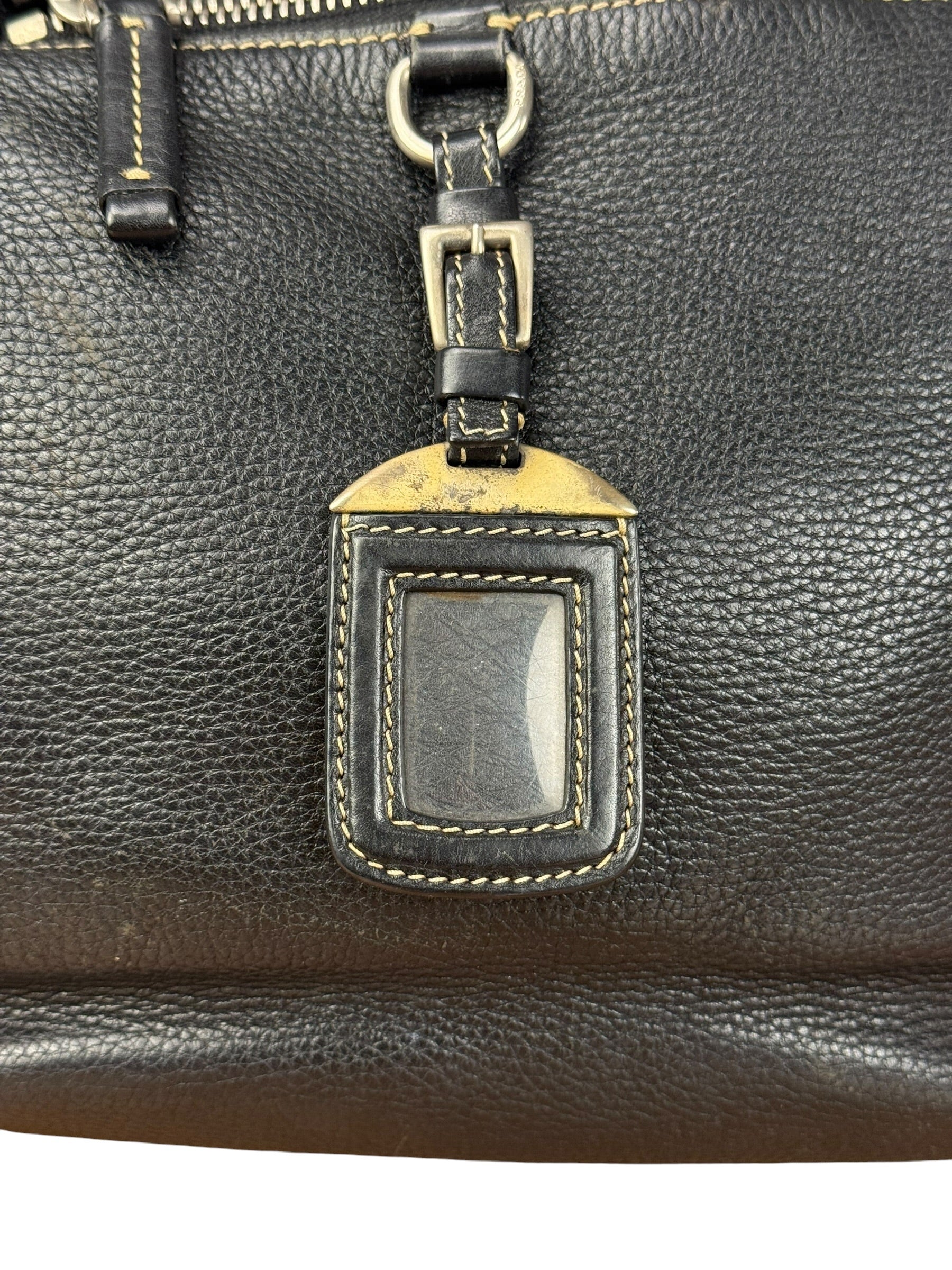 Prada Vintage Black Pebbled Leather Hobo Bag - Image 4