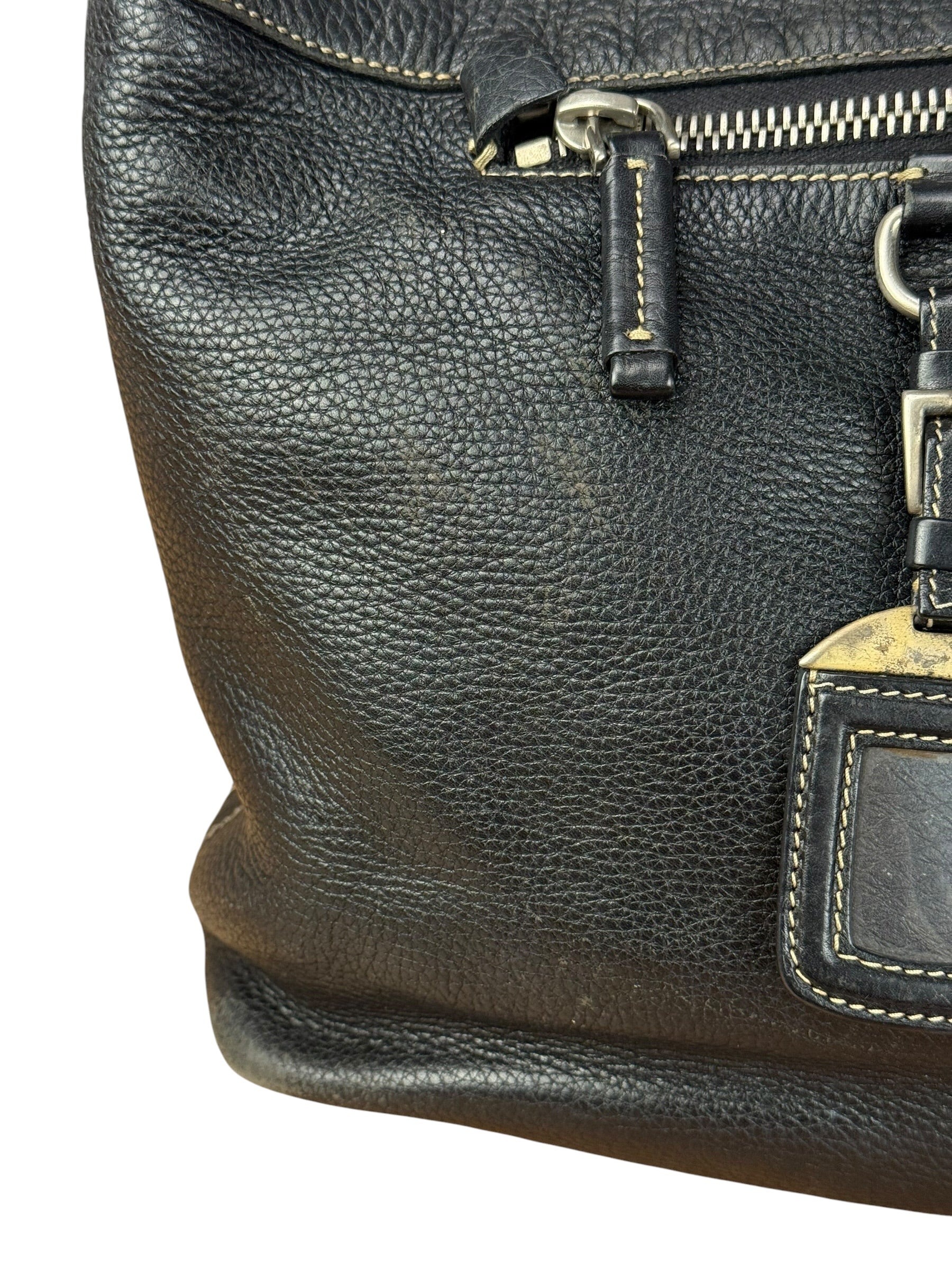 Prada Vintage Black Pebbled Leather Hobo Bag - Image 6