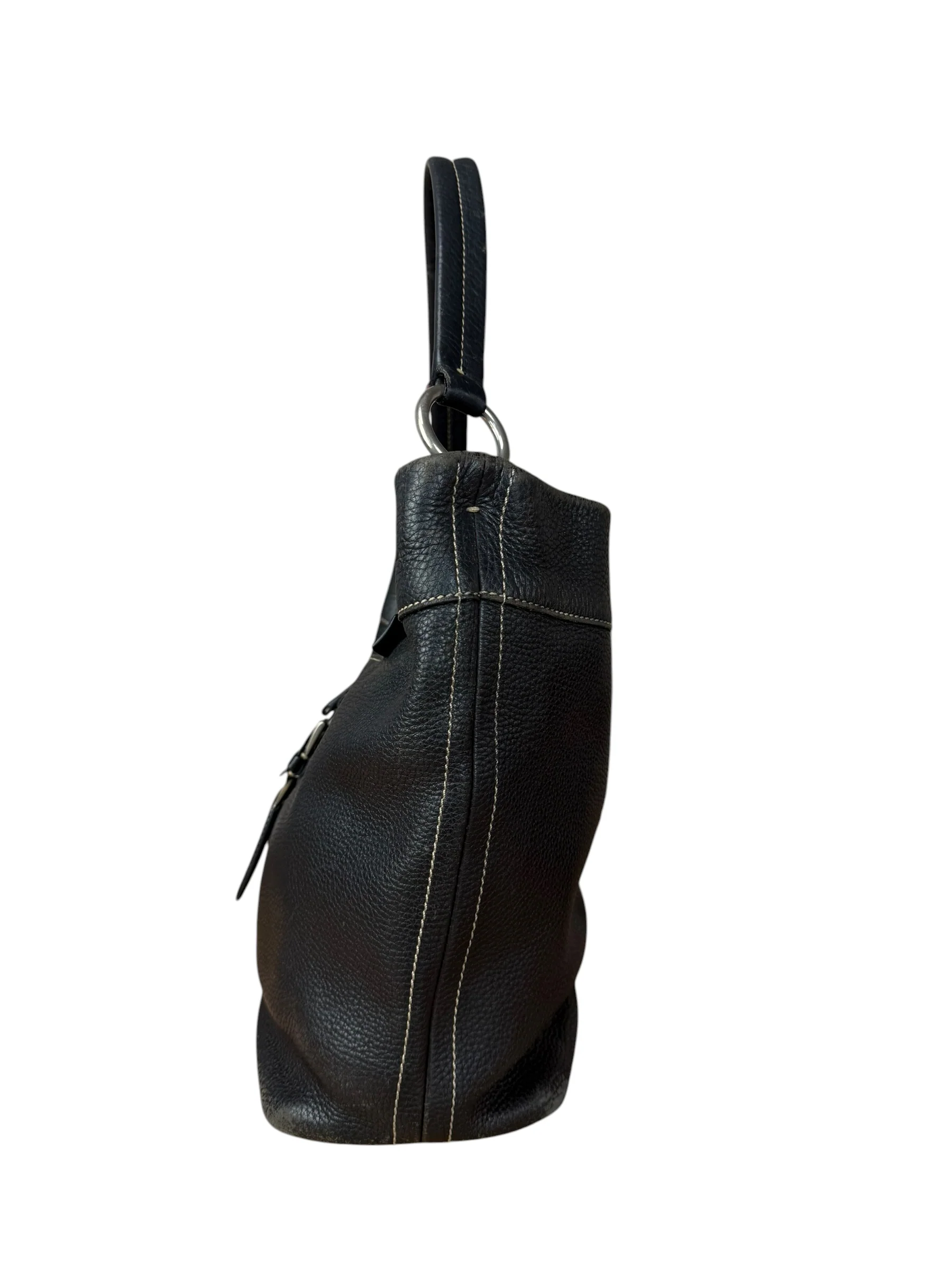 Prada Vintage Black Pebbled Leather Hobo Bag - Image 8