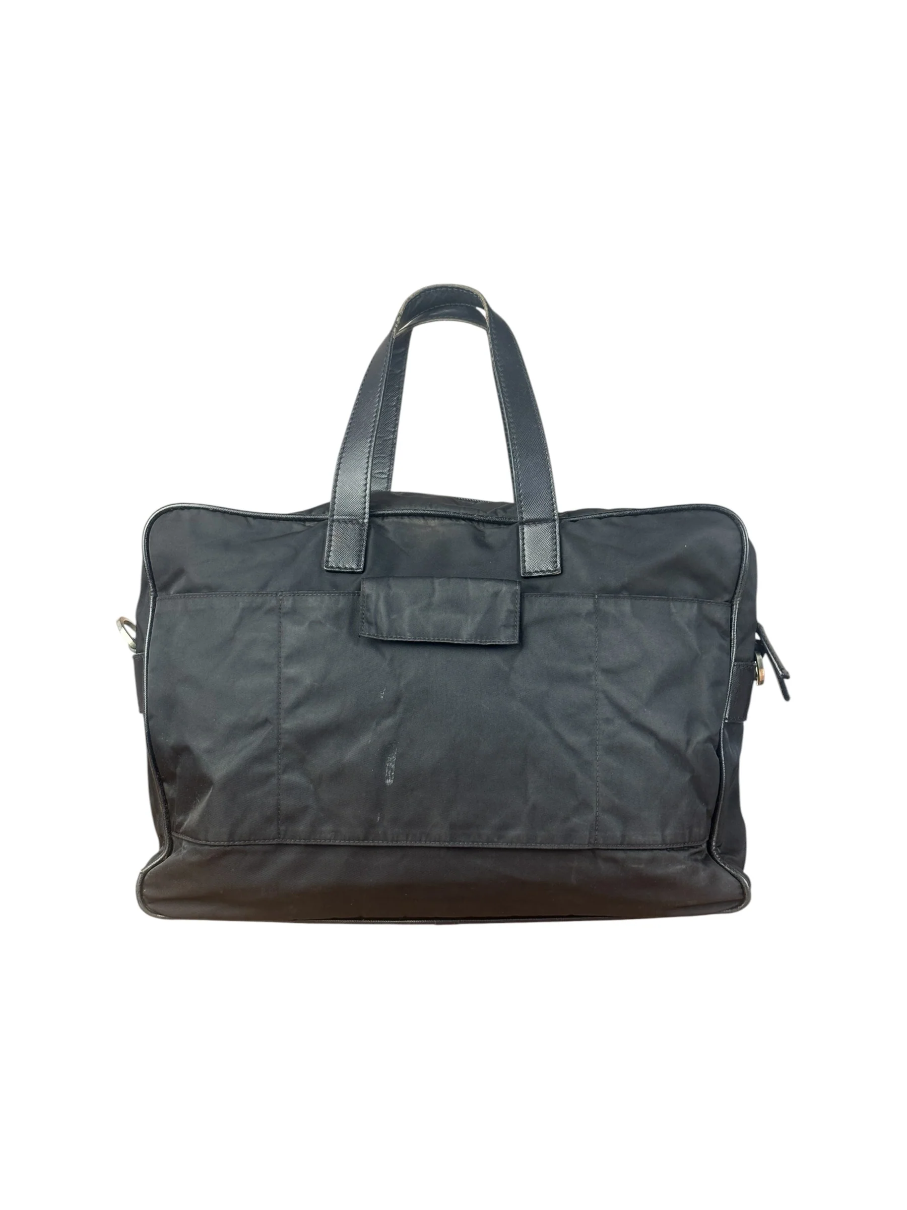 Prada Vintage Nylon Black Front Pocket Work Bag - Image 3