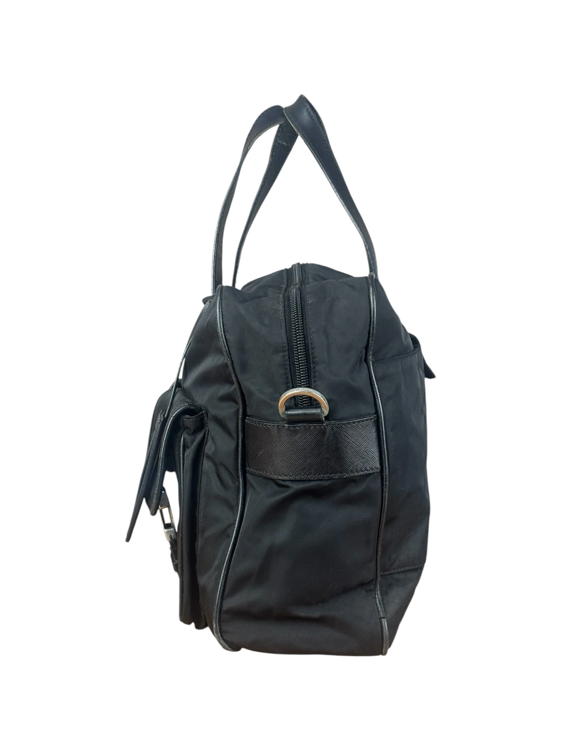 Prada Vintage Nylon Black Front Pocket Work Bag - Image 4