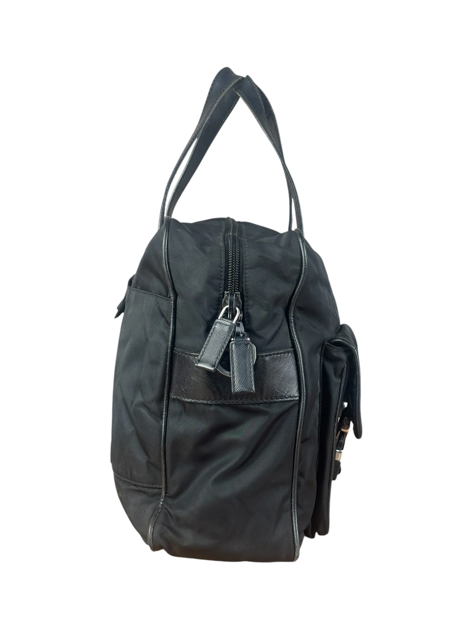 Prada Vintage Nylon Black Front Pocket Work Bag - Image 5
