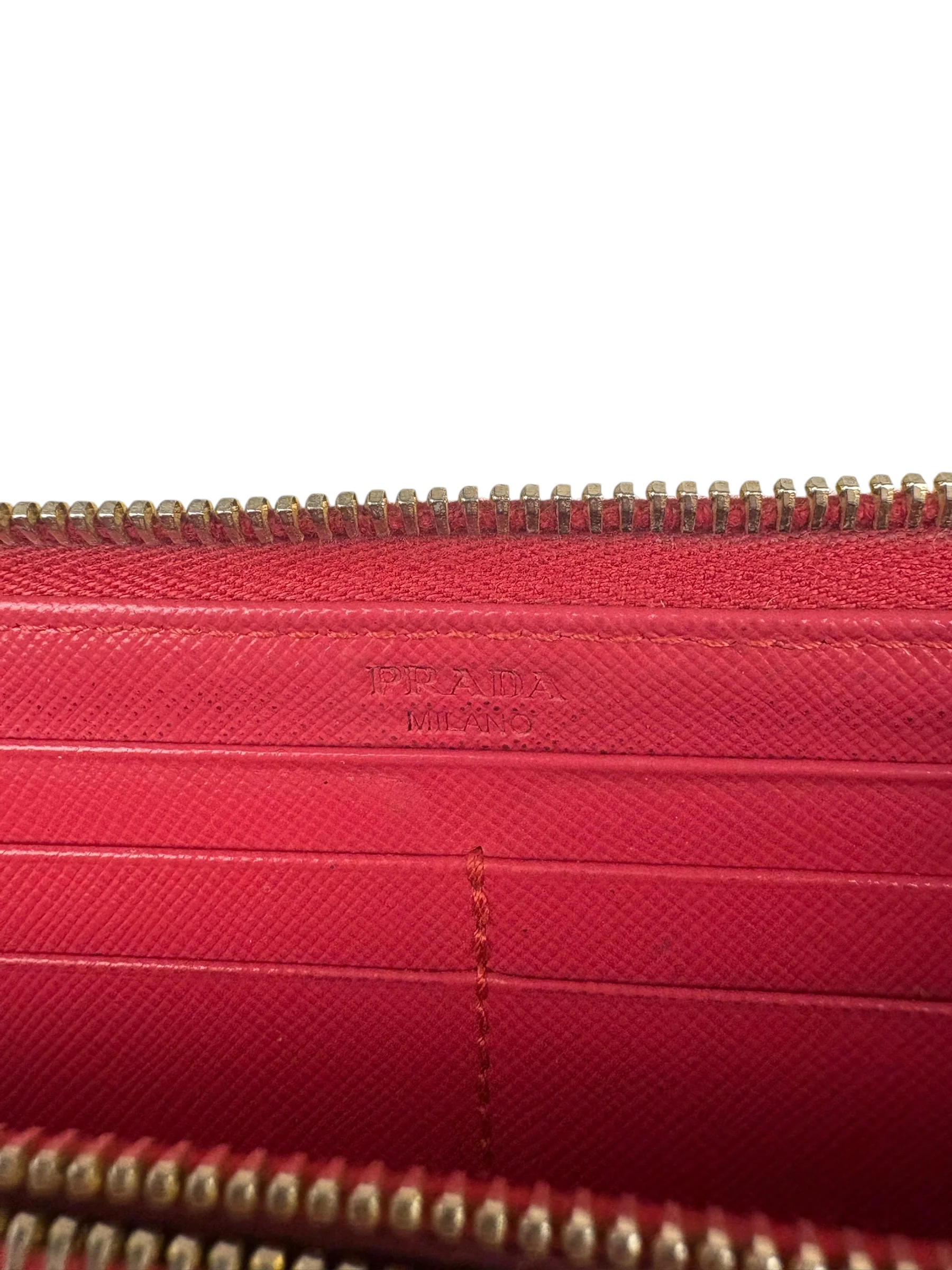 Prada Vintage Pink Saffiano Leather Long Wallet - Image 7