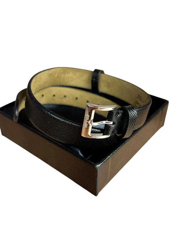 Prada x Centurion Black Leather Belt Bracelet - Image 3