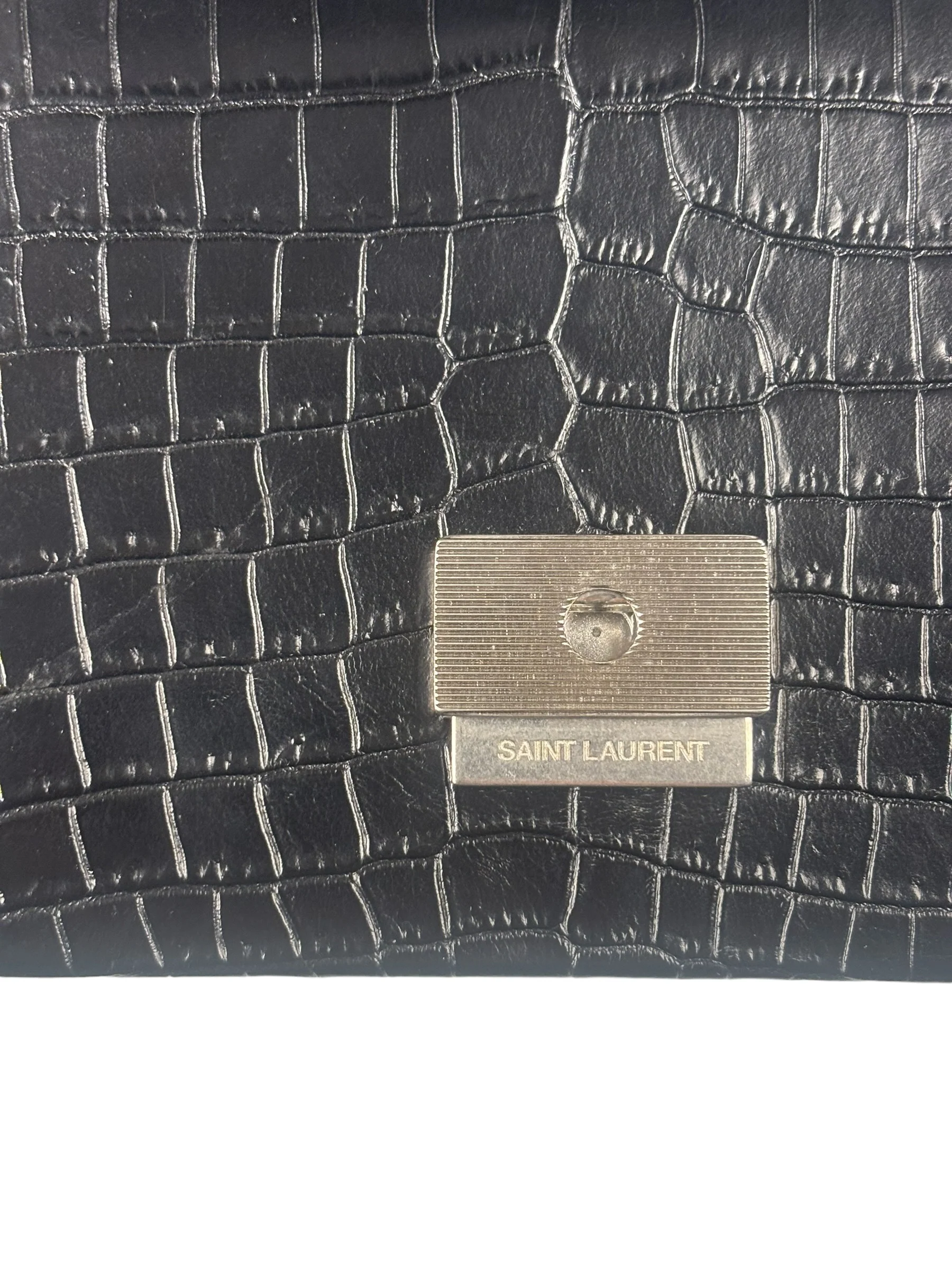 Saint Laurent Black Embossed Babylon Cross Body - Image 5