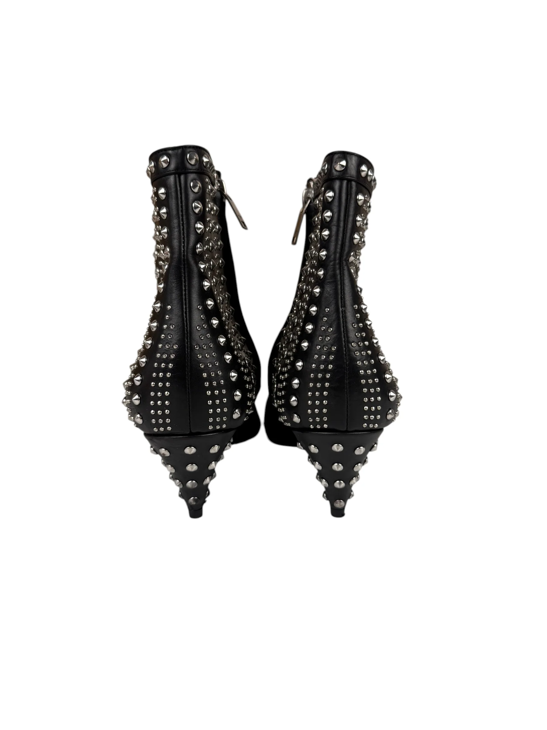 Saint Laurent Black Leather Studded Ankle Boots - Image 3