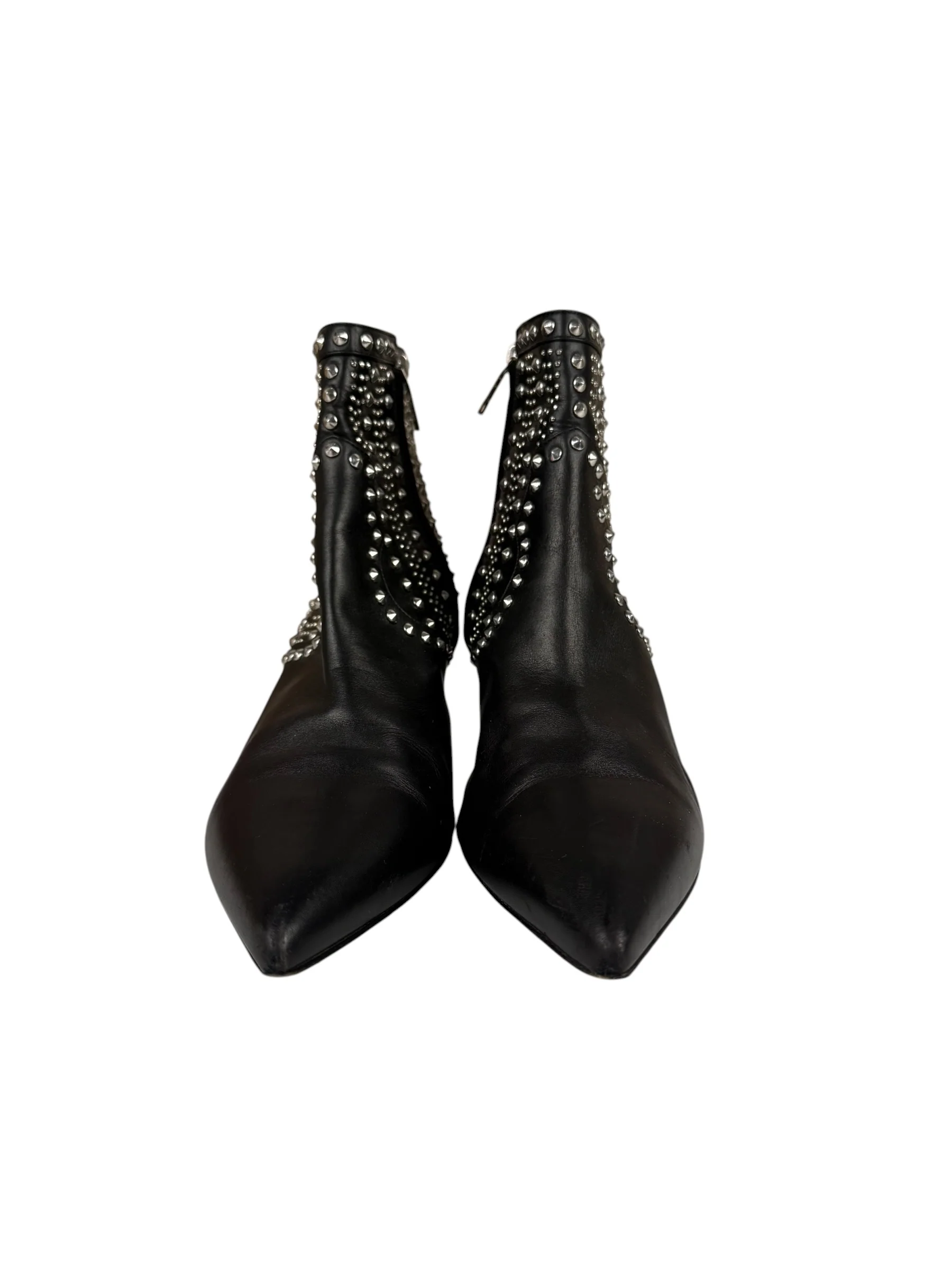 Saint Laurent Black Leather Studded Ankle Boots - Image 6