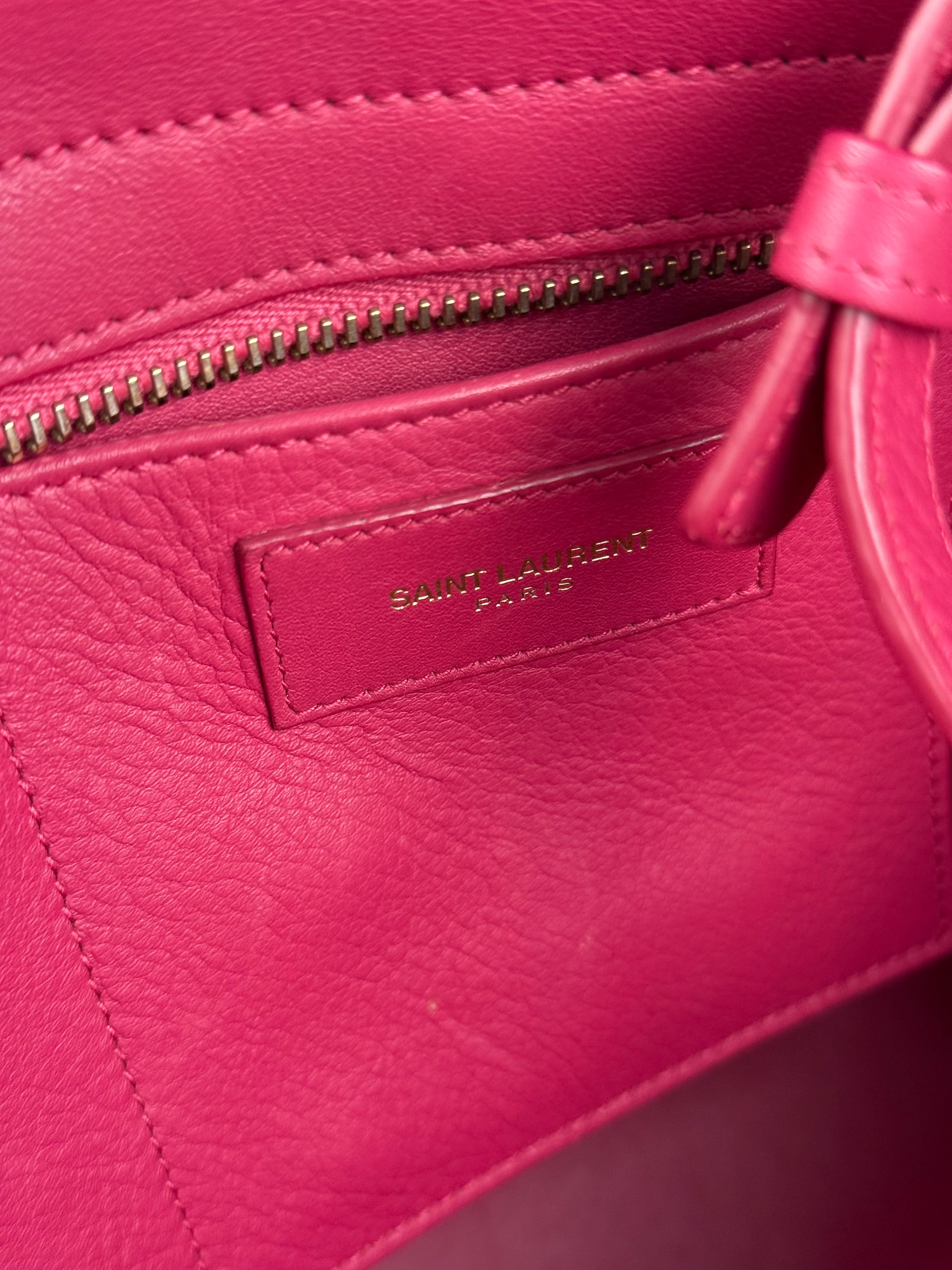 Saint Laurent Classic Y Cabas Fuchsia 2Way Handbag - Image 17
