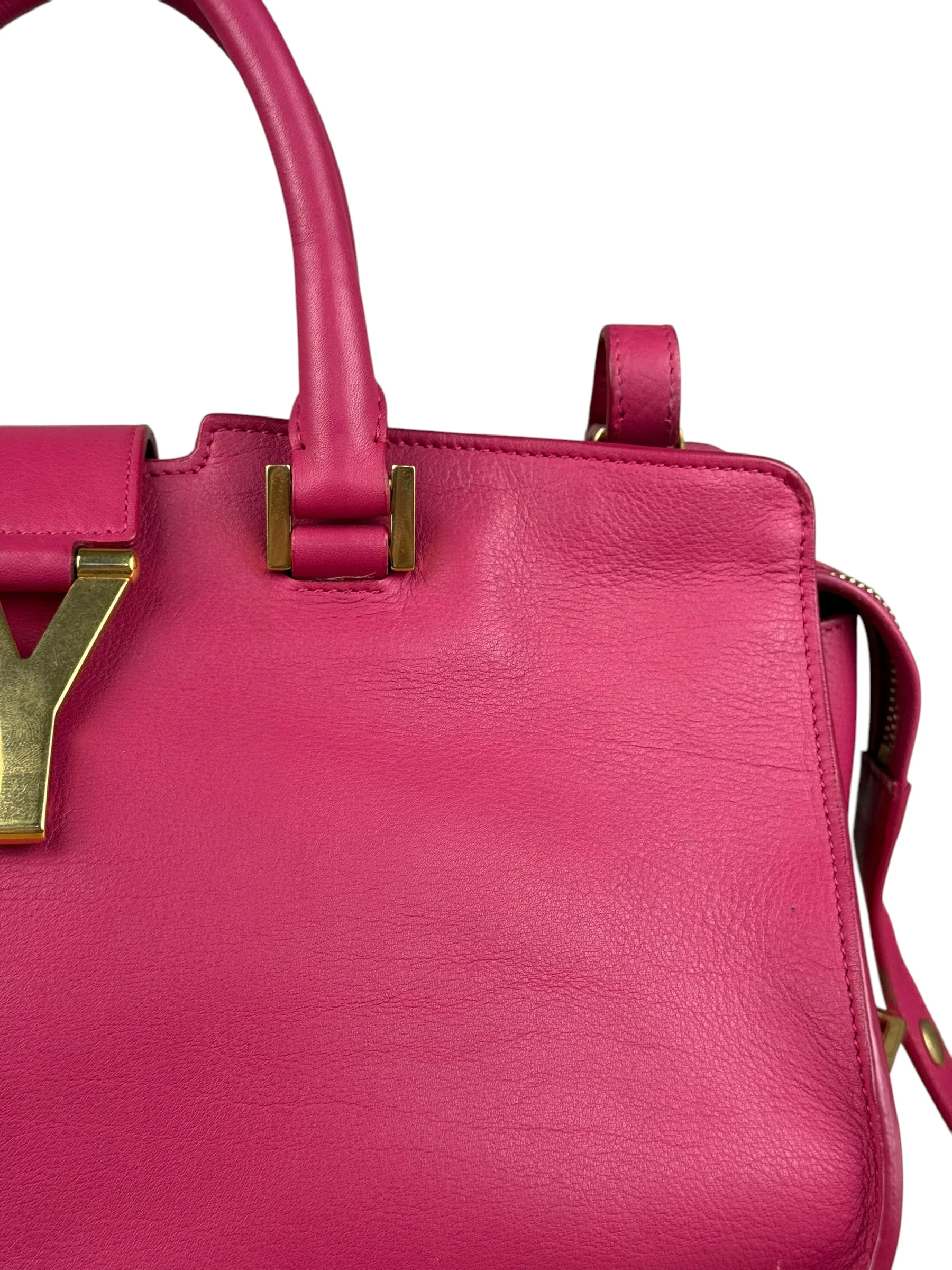 Saint Laurent Classic Y Cabas Fuchsia 2Way Handbag - Image 2