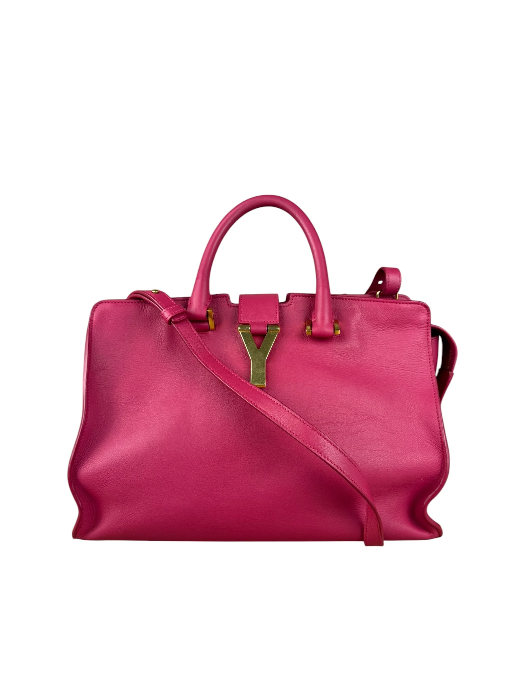 Saint Laurent Classic Y Cabas Fuchsia 2Way Handbag - Image 3
