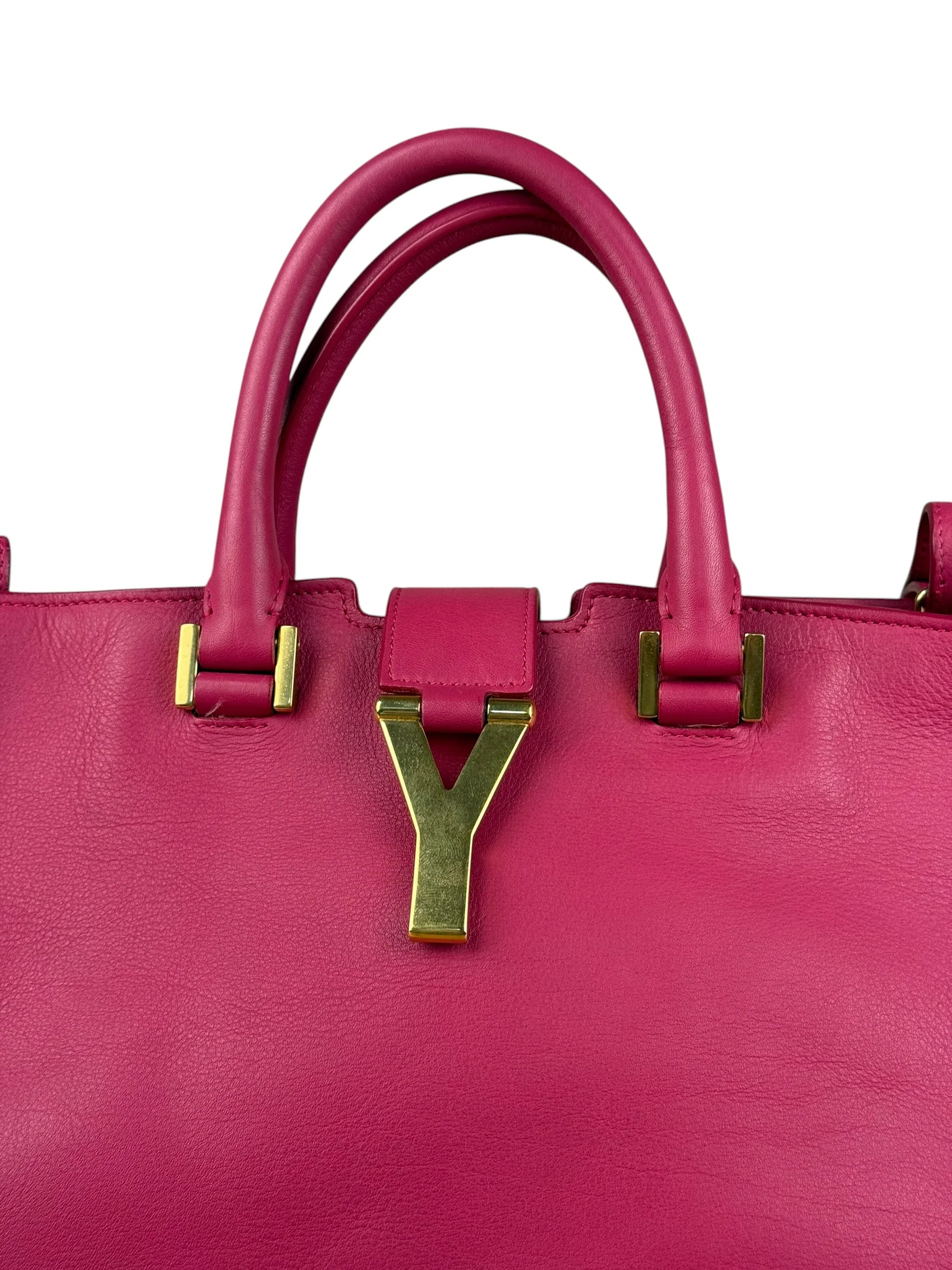 Saint Laurent Classic Y Cabas Fuchsia 2Way Handbag - Image 4