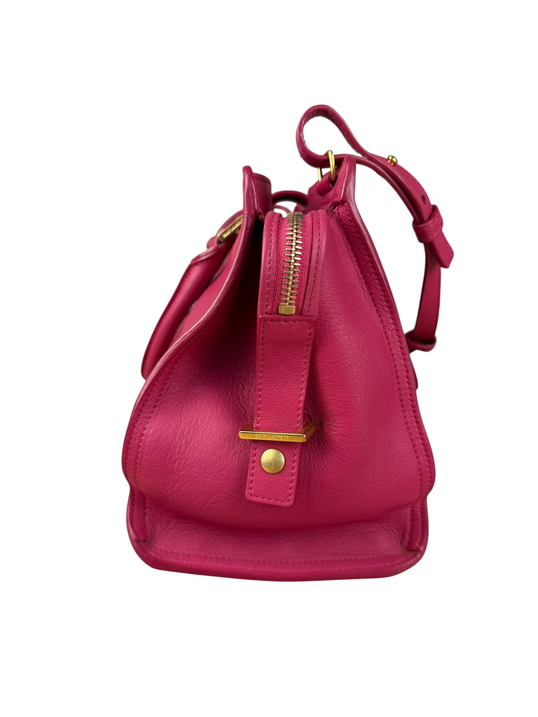 Saint Laurent Classic Y Cabas Fuchsia 2Way Handbag - Image 6