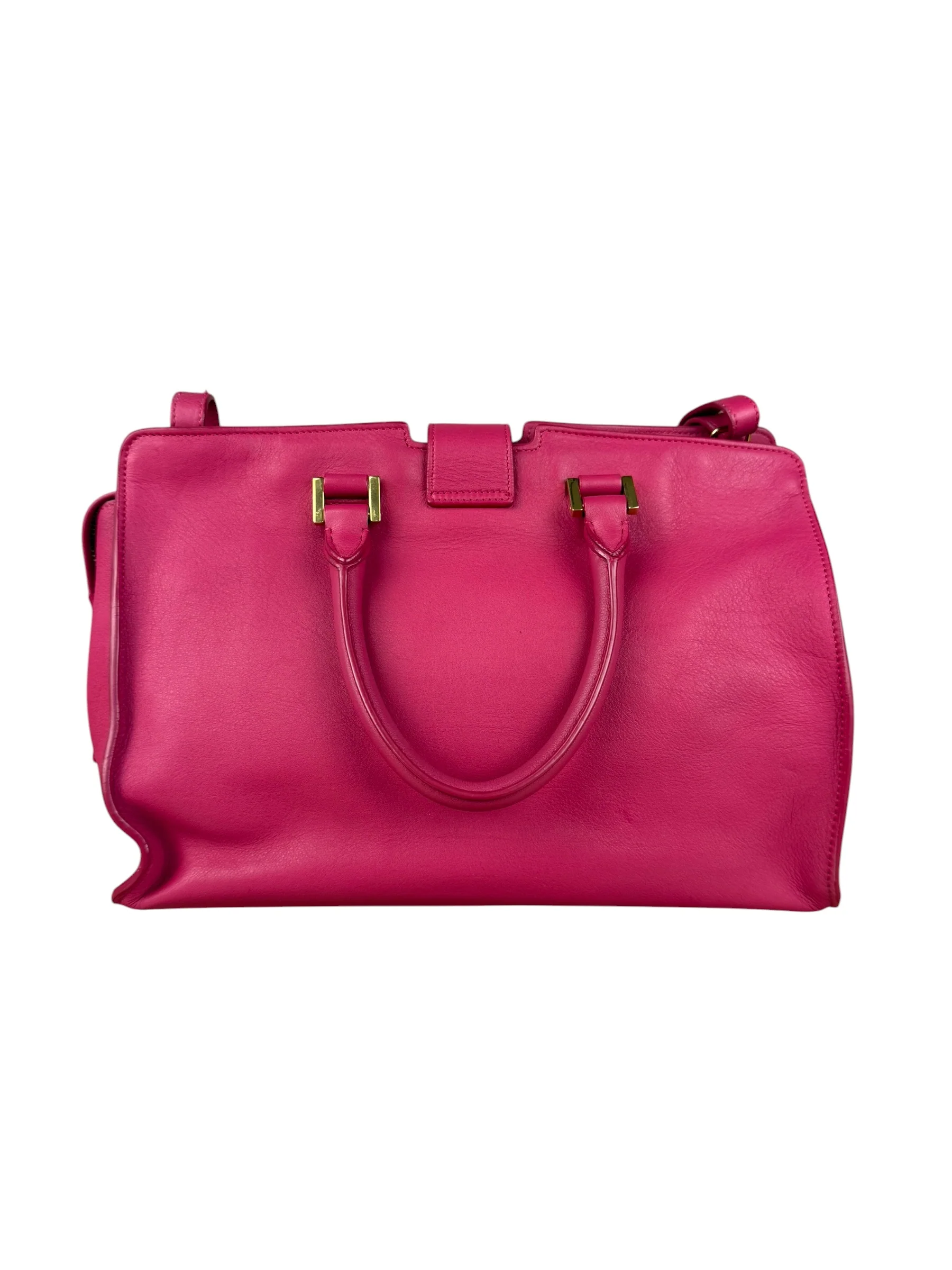 Saint Laurent Classic Y Cabas Fuchsia 2Way Handbag - Image 7