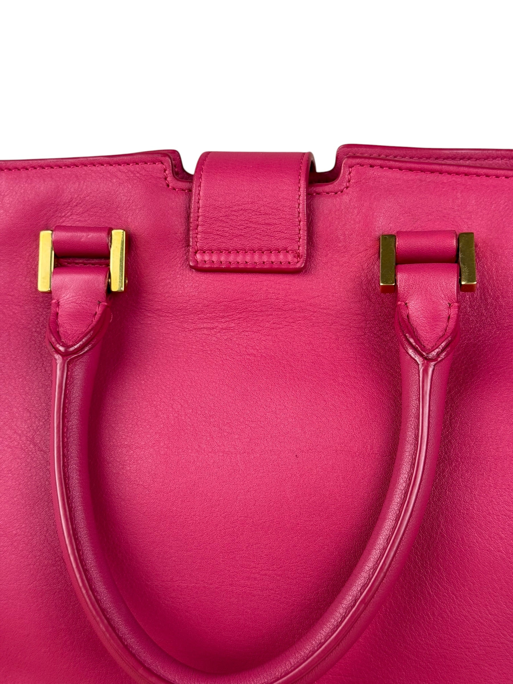 Saint Laurent Classic Y Cabas Fuchsia 2Way Handbag - Image 8