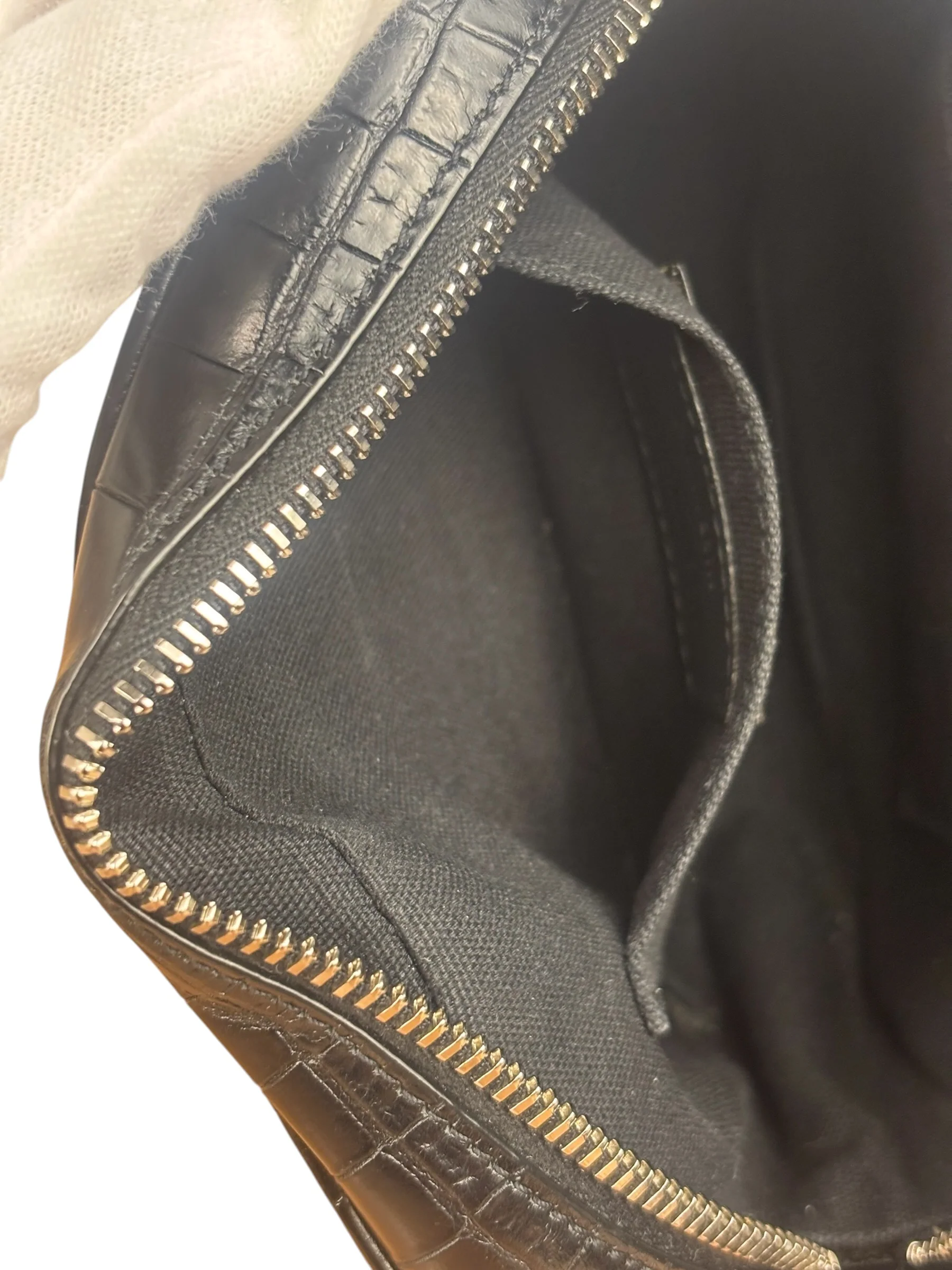 Saint Laurent Crocodile Embossed Leather Camera Bag Black - Image 11