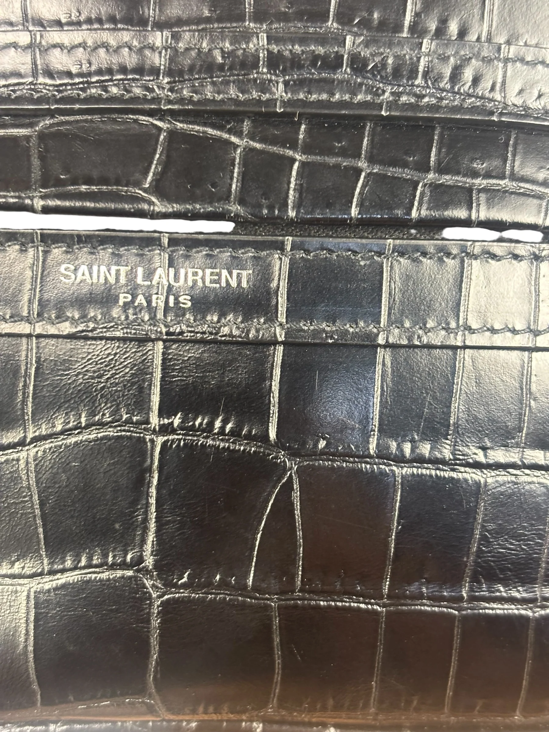 Saint Laurent Crocodile Embossed Leather Camera Bag Black - Image 16