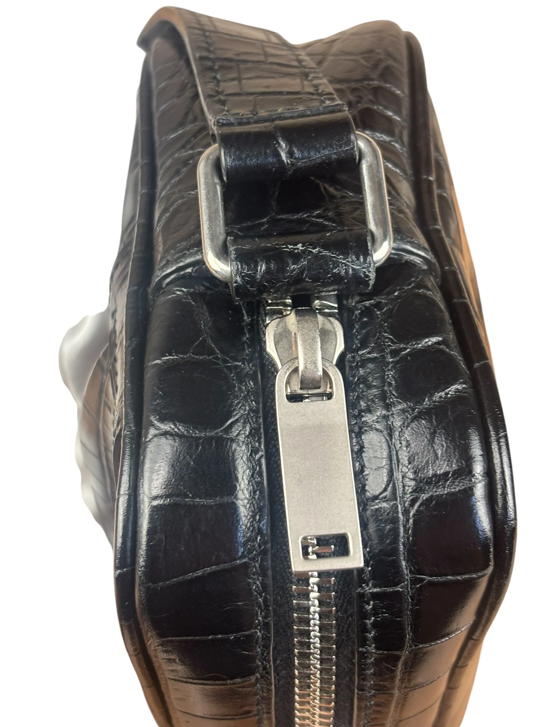Saint Laurent Crocodile Embossed Leather Camera Bag Black - Image 17