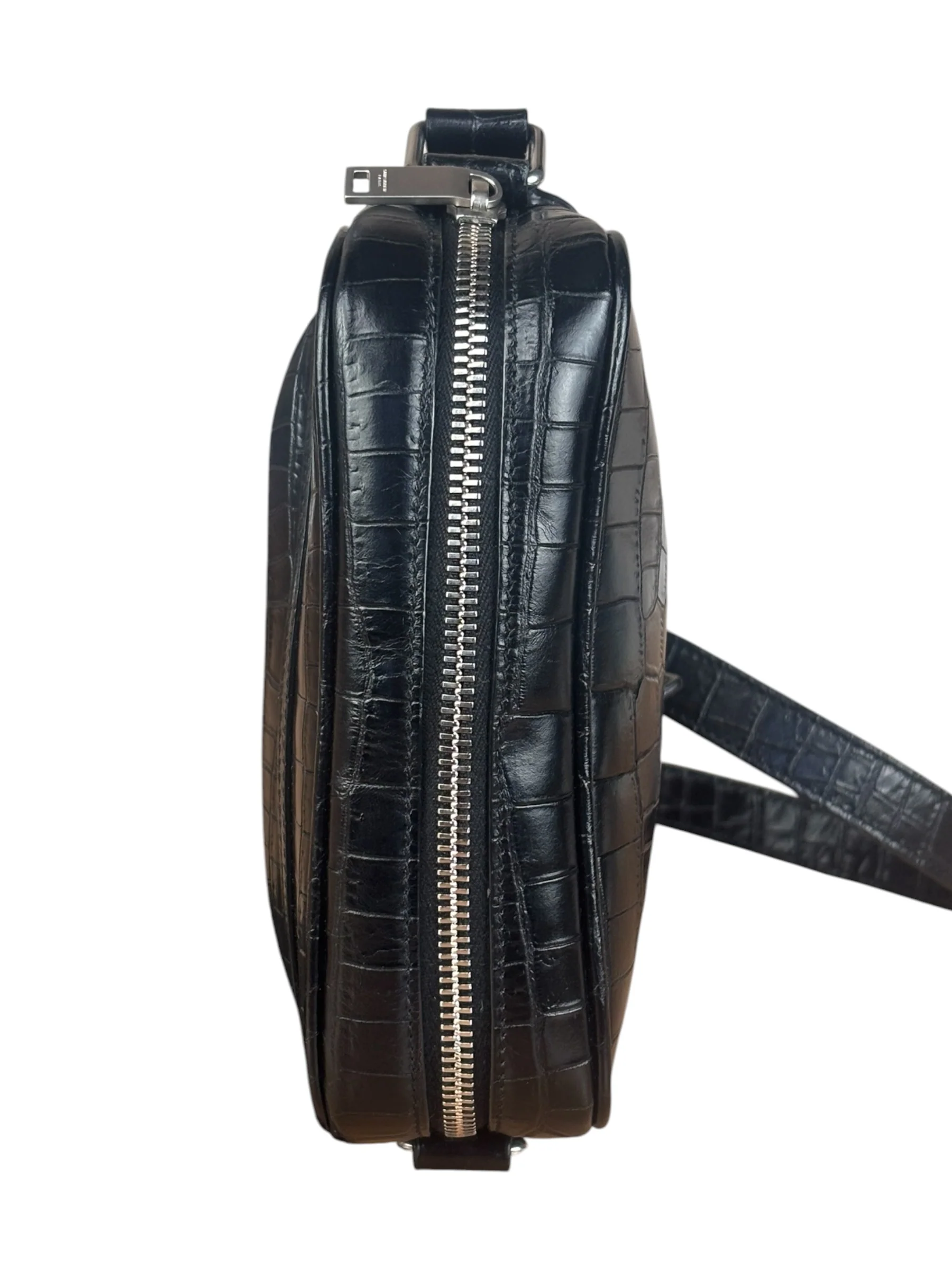 Saint Laurent Crocodile Embossed Leather Camera Bag Black - Image 4
