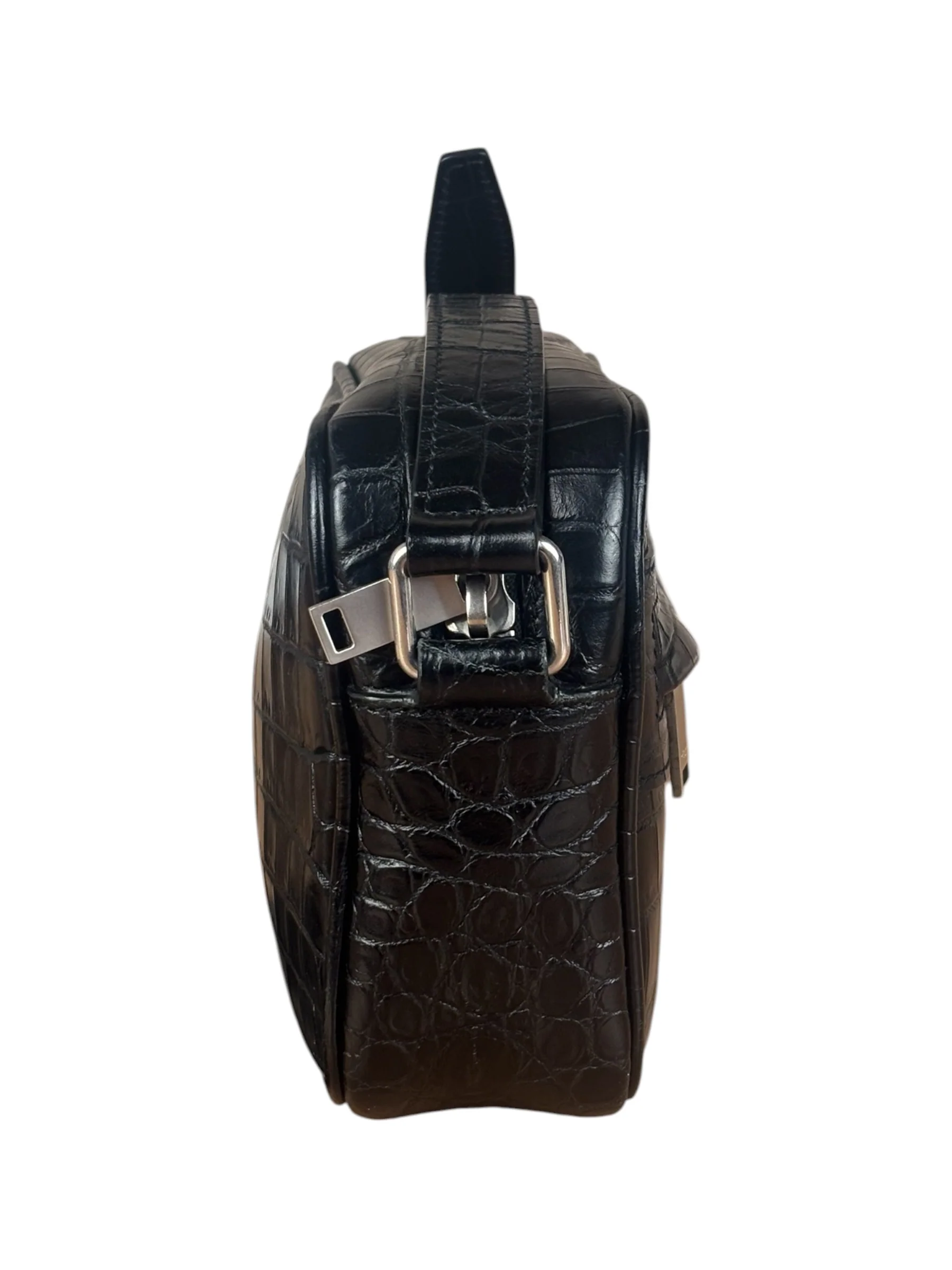 Saint Laurent Crocodile Embossed Leather Camera Bag Black - Image 6