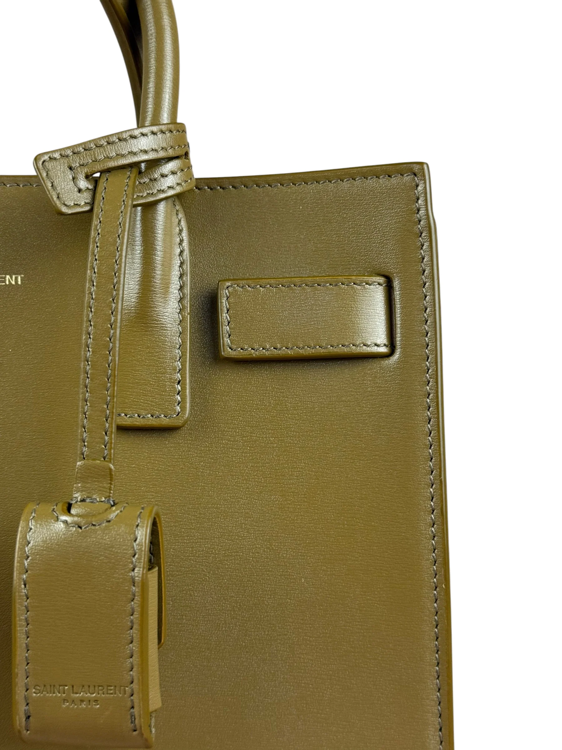 Saint Laurent Green Leather Nano Sac De Jour 2Way Tote - Image 3