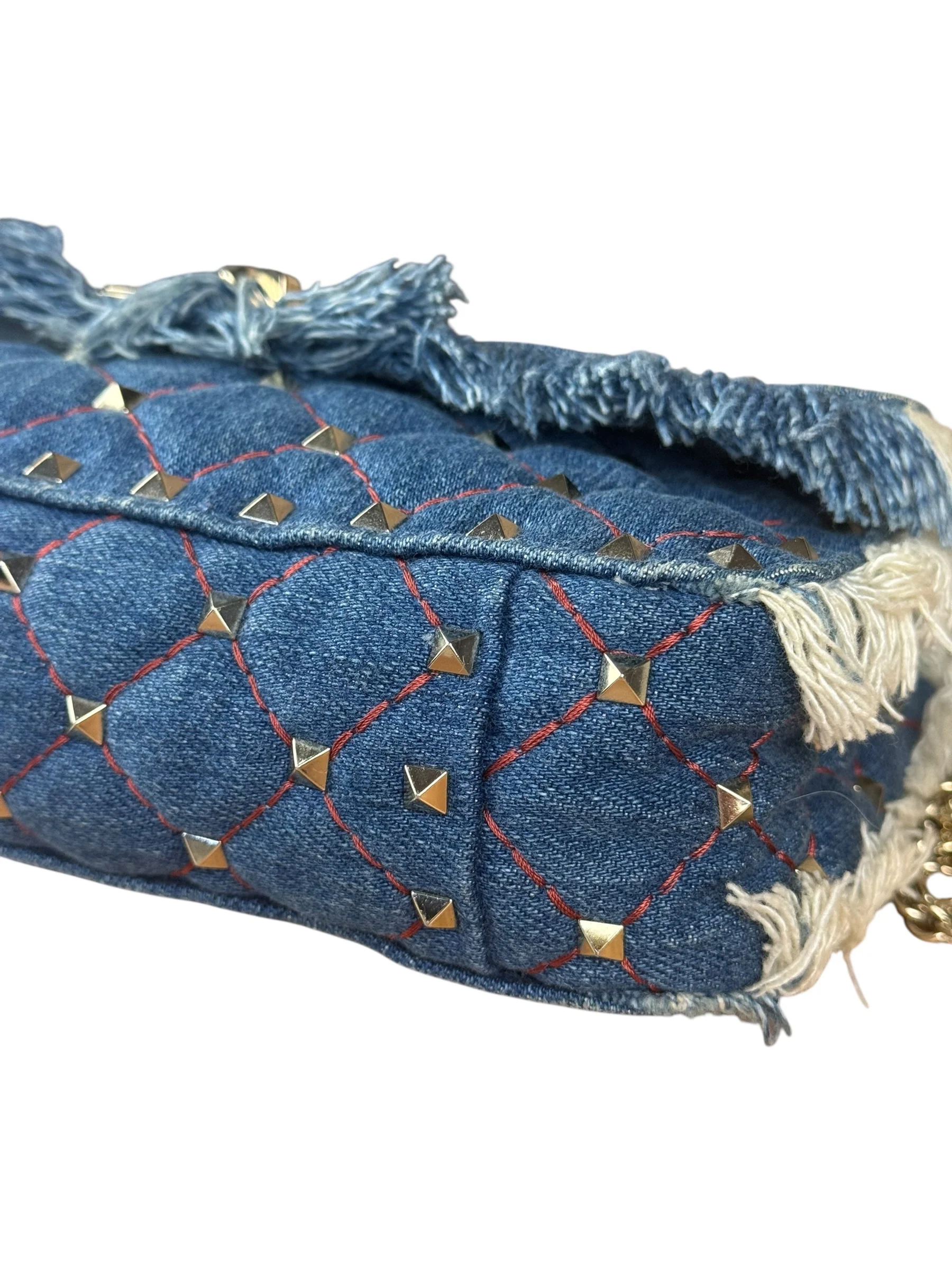 Valentino Garavani Denim Rockstud Spike Shoulder Bag - Image 11