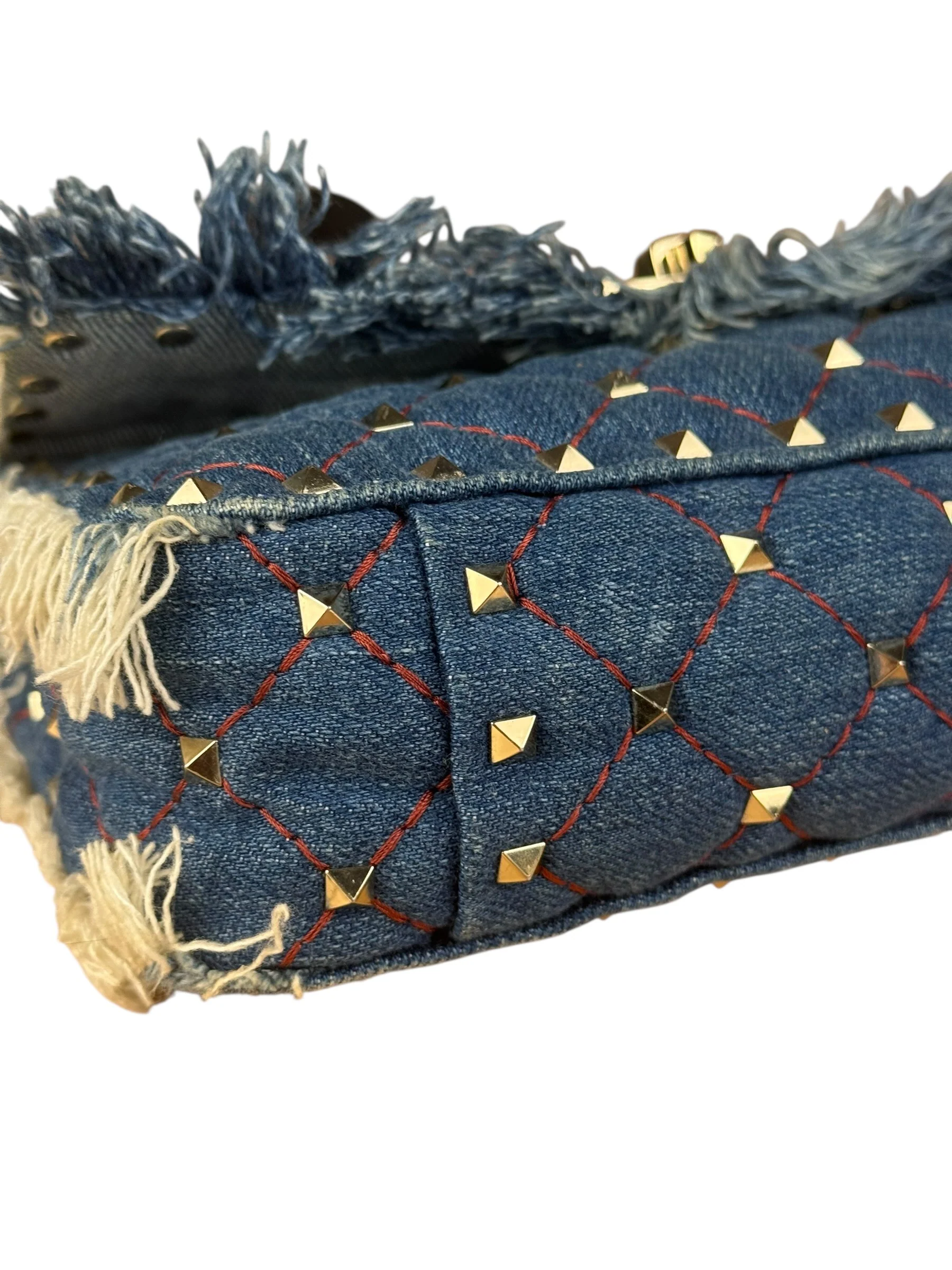 Valentino Garavani Denim Rockstud Spike Shoulder Bag - Image 12
