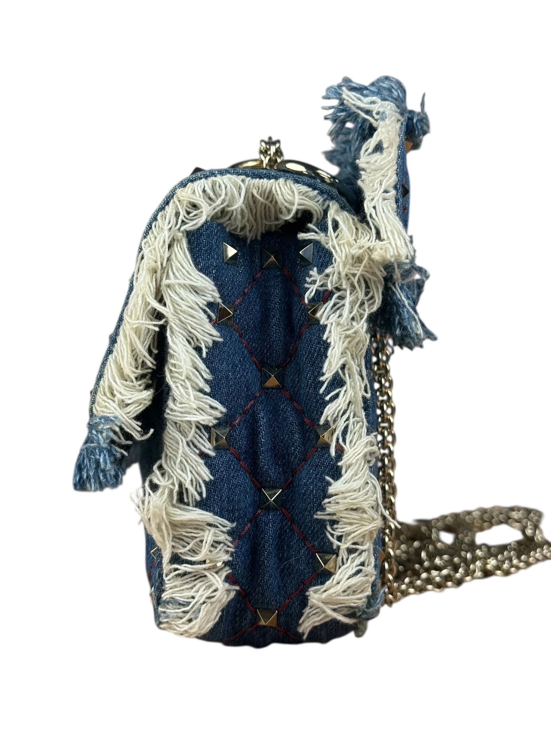 Valentino Garavani Denim Rockstud Spike Shoulder Bag - Image 4