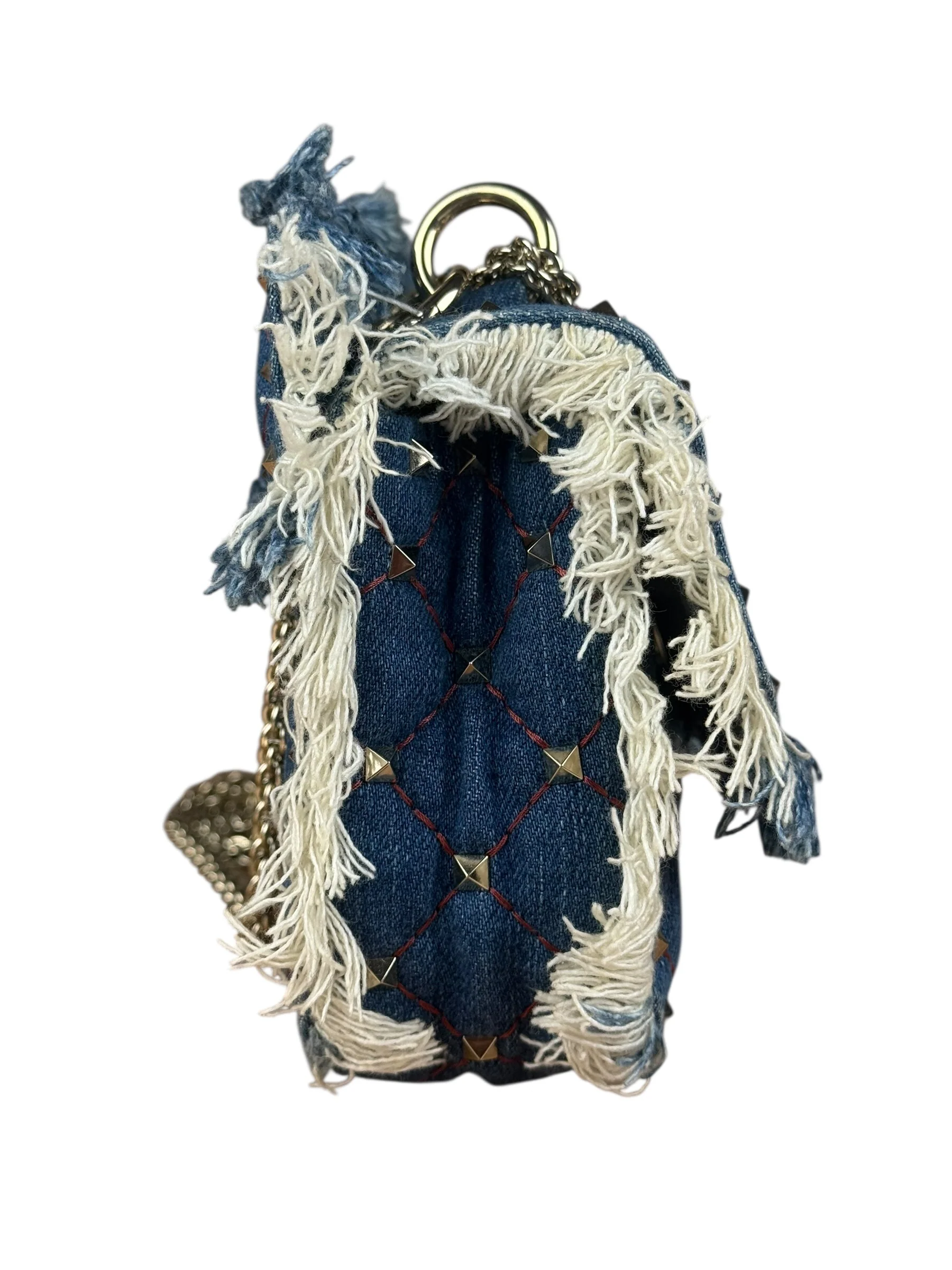 Valentino Garavani Denim Rockstud Spike Shoulder Bag - Image 5