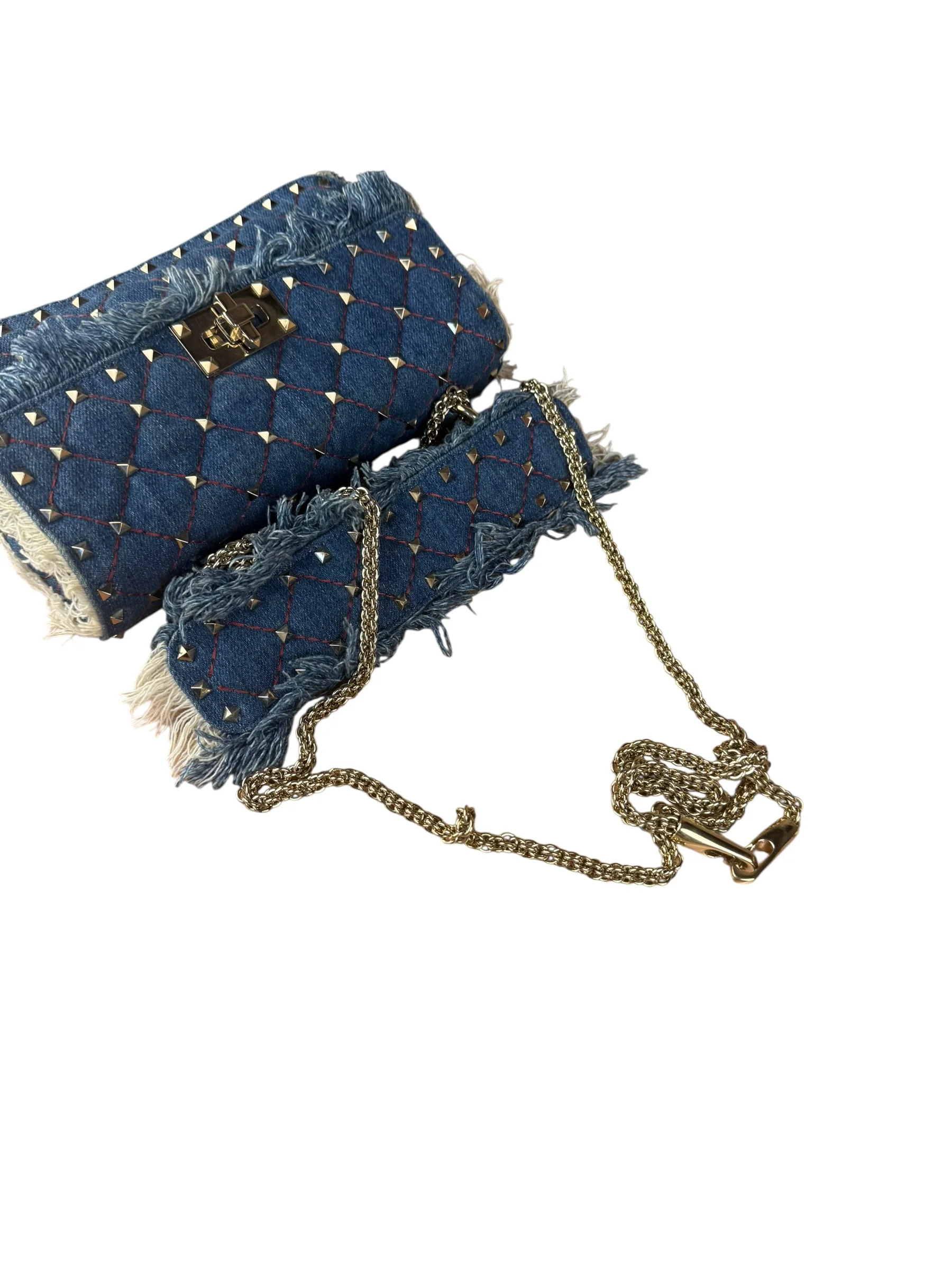 Valentino Garavani Denim Rockstud Spike Shoulder Bag - Image 8