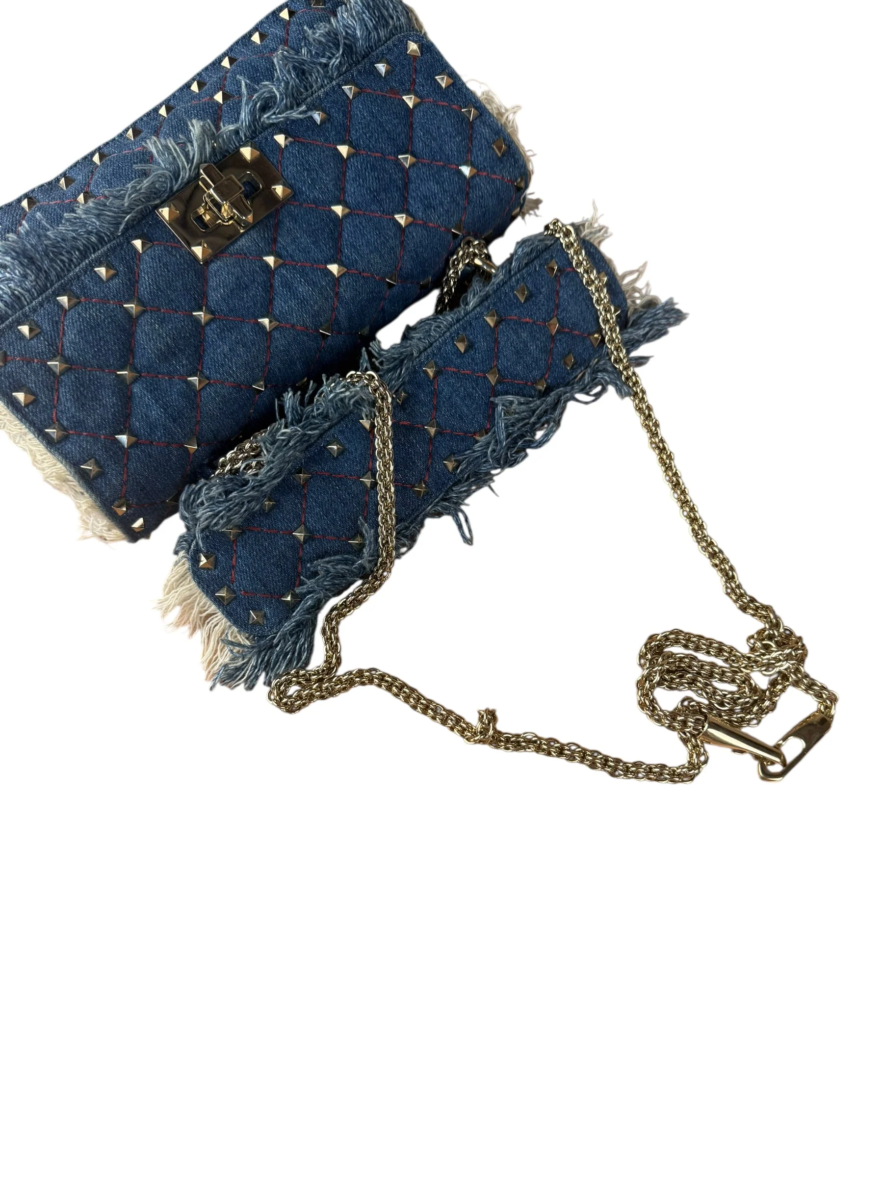 Valentino Garavani Denim Rockstud Spike Shoulder Bag - Image 9