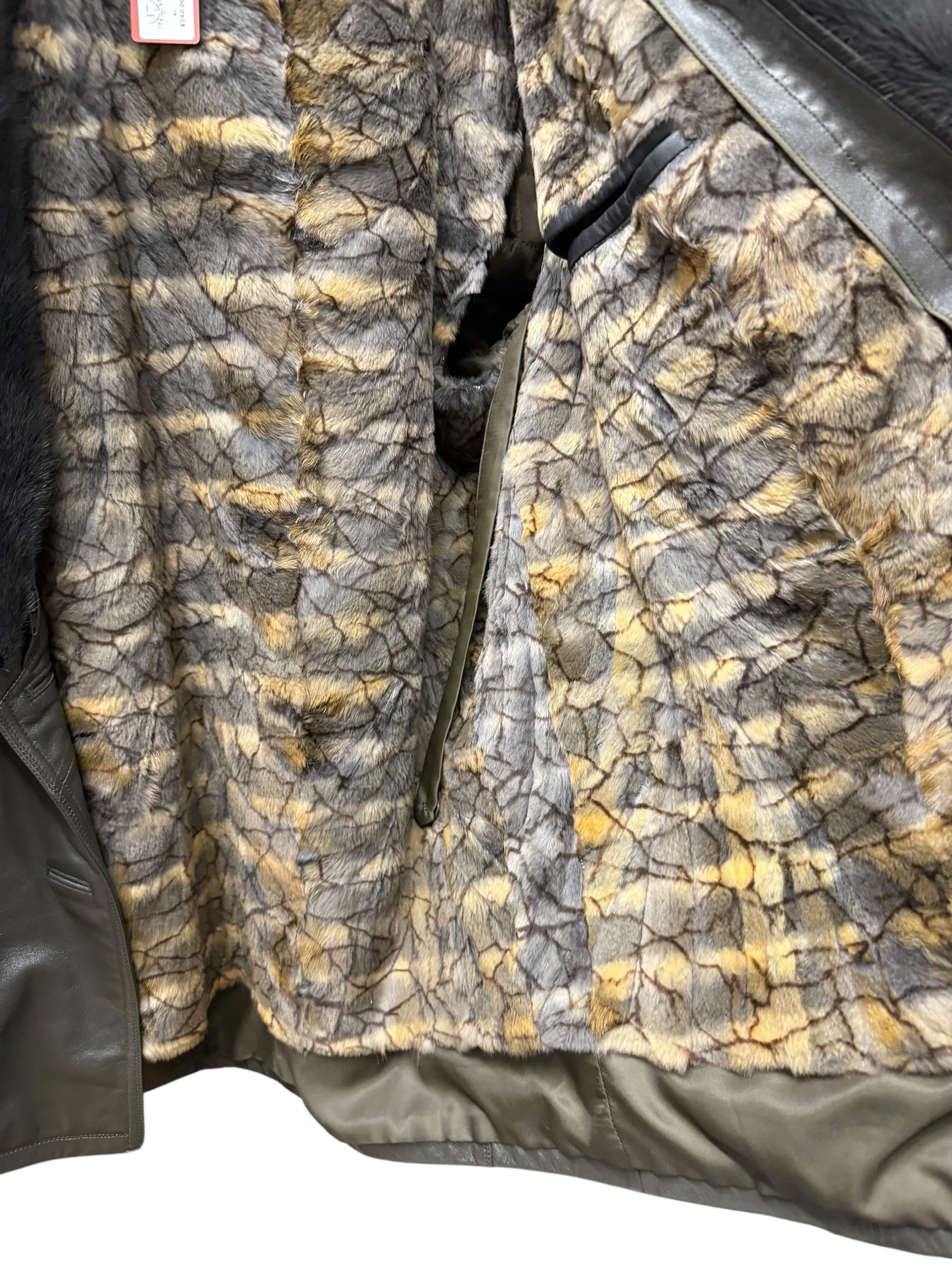 Vintage Grey Fur Lined Leather Blazer Coat - Image 16