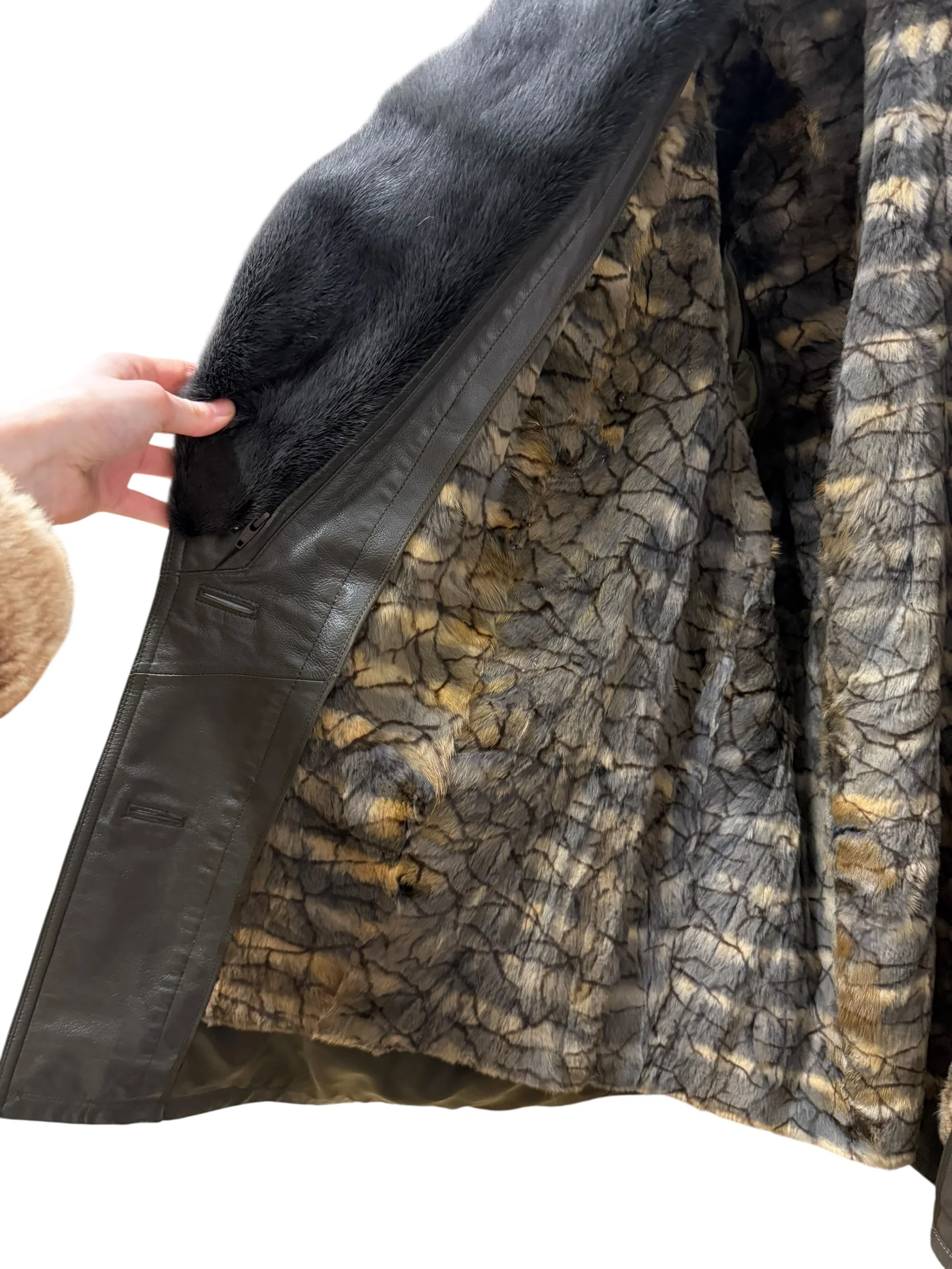 Vintage Grey Fur Lined Leather Blazer Coat - Image 20