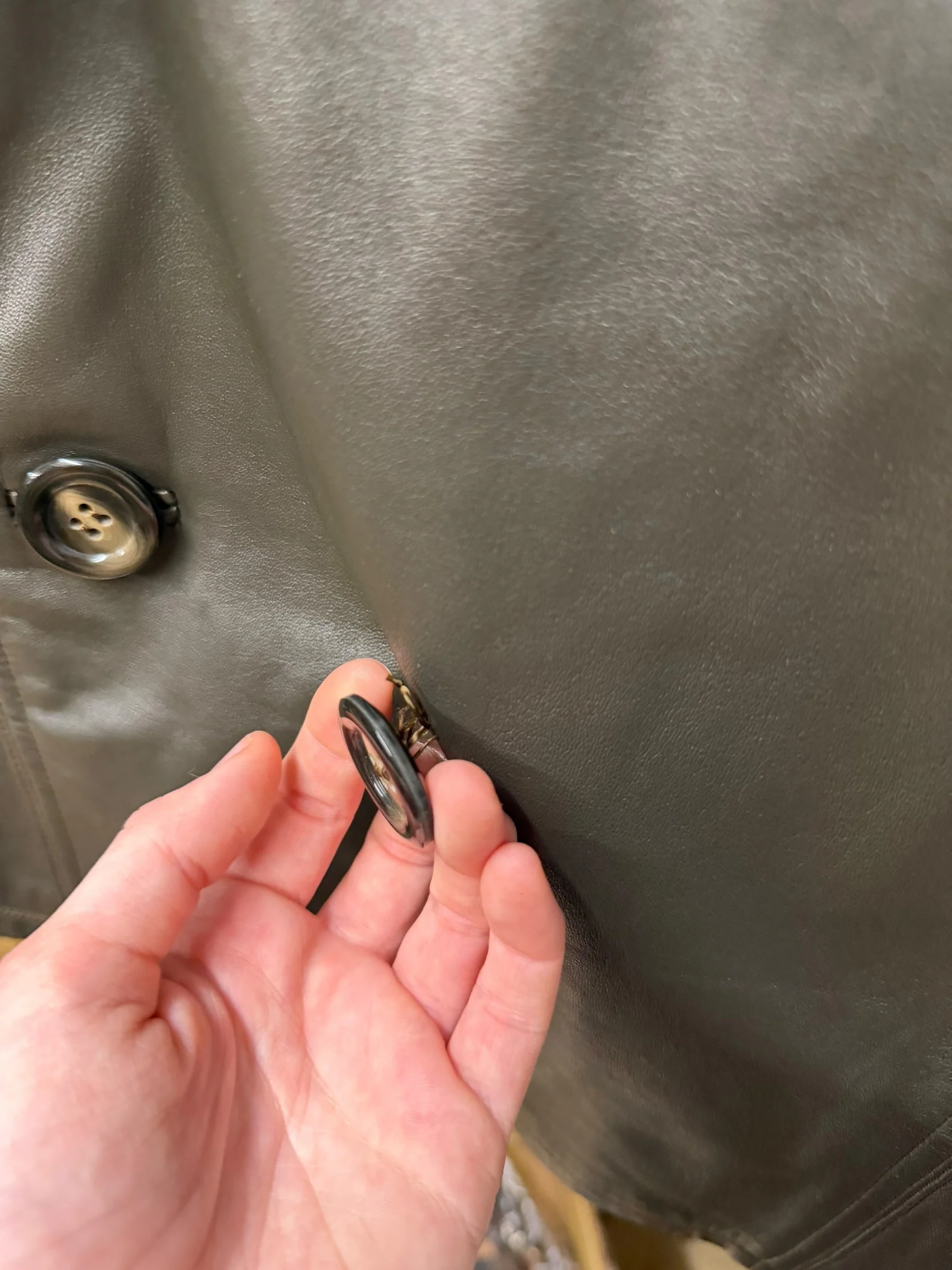 Vintage Grey Fur Lined Leather Blazer Coat - Image 7