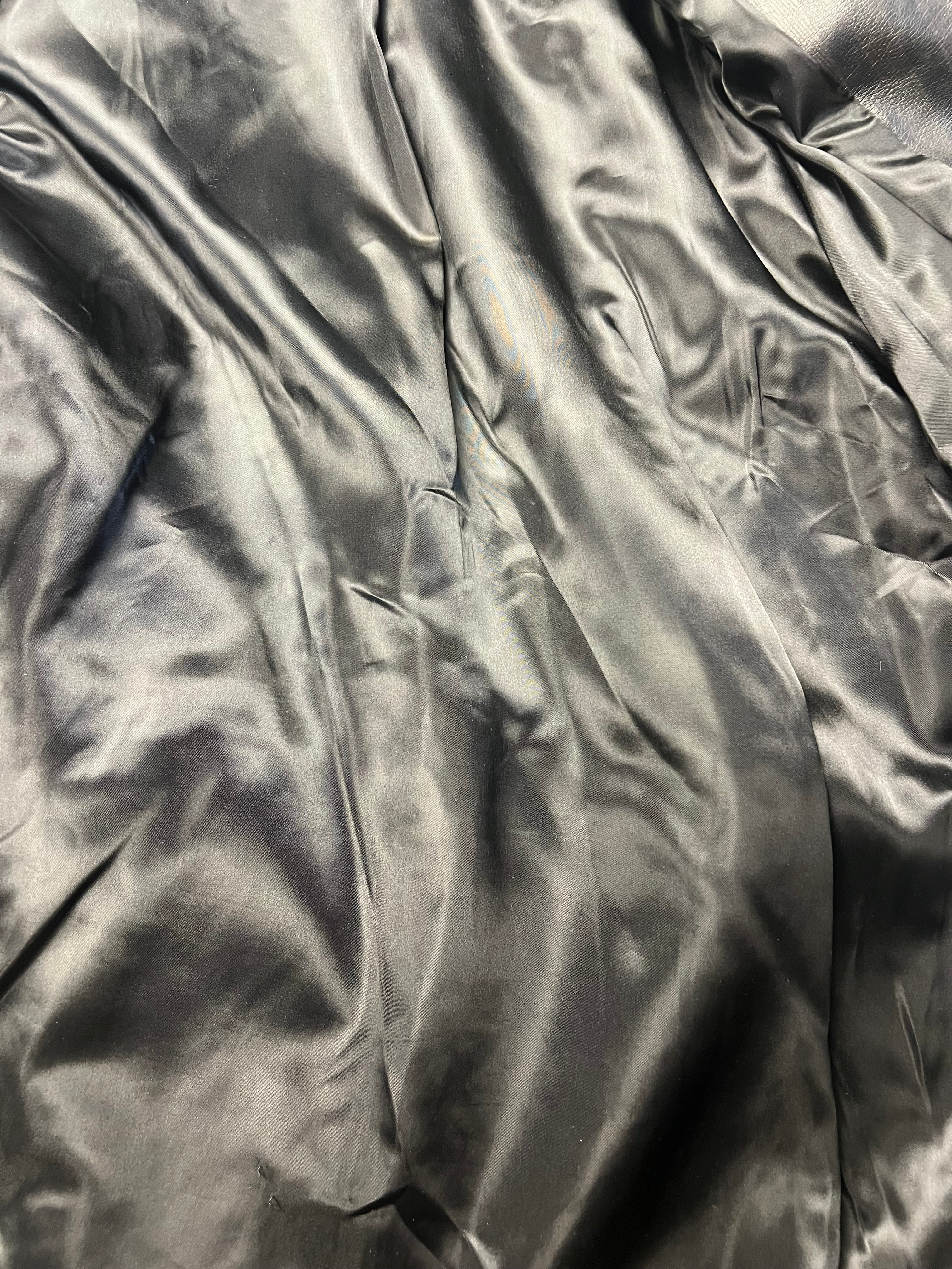 Vintage Leather Striped Long Coat - Image 8